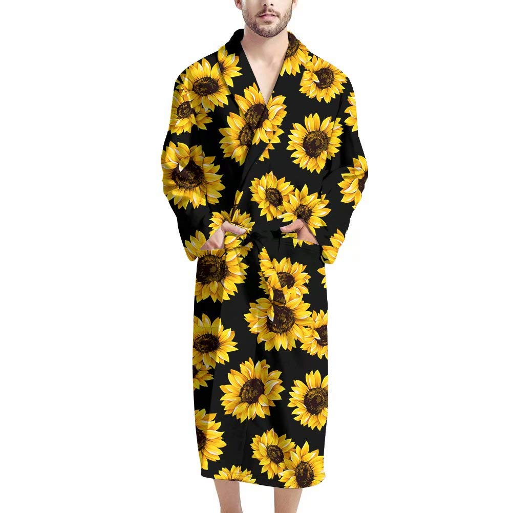 AFPANQZ Men's Lightweight Waffle Bathrobe with Pockets - Full Length Long Sleeve Sleepwear Shawl for Big & Tall - Perfect for Lounging, Spa Days & Cozy Nights at Home