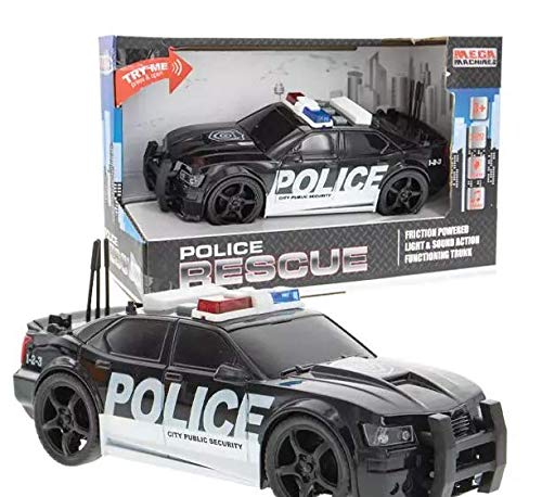 1:20 Scale Pull Back Friction Powered Police Car Toy with Lights & Siren Sounds - Diecast Emergency Rescue Vehicle for Boys, Toddlers & Kids - Perfect for Pretend Play, Birthday Gifts & Collectible Display
