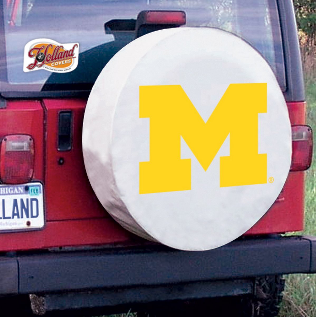 Holland Bar Stool TCYMichUnWT-32 1/4 x 12 White Michigan Tire Cover - Waterproof Durable Wheel Protector for RV, Truck & Trailer - Outdoor Travel & Camping Accessory