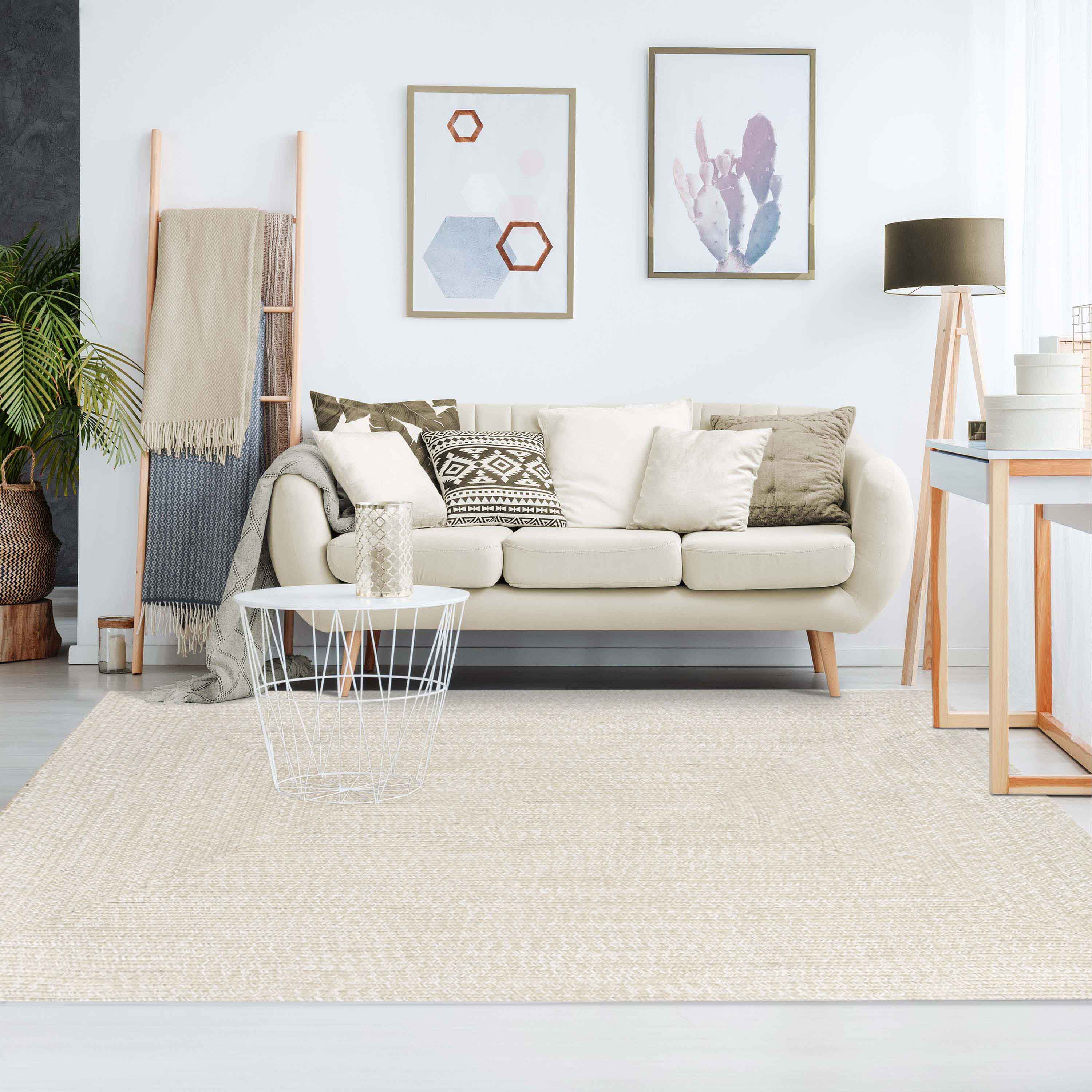 Two-Toned Braided Bohemian Area Rug - Indoor/Outdoor Use for Living Room, Patio & Bedroom Decor
