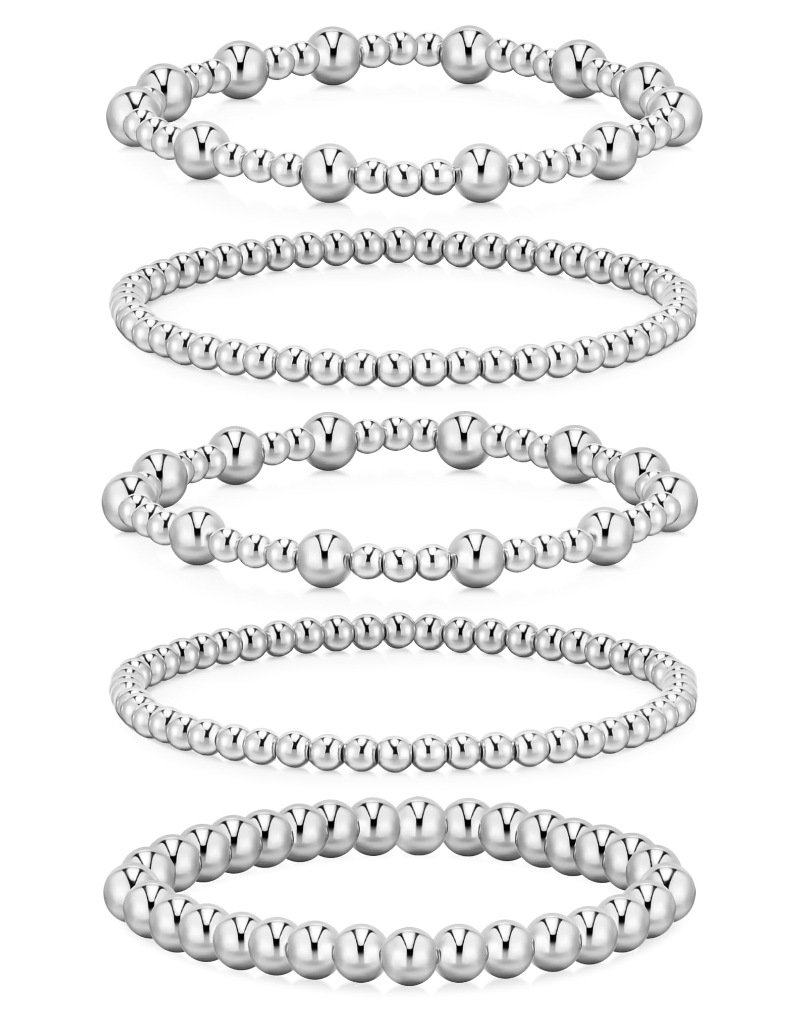Doubgood 5-Piece Gold Beaded Ball Bracelets for Women - Stackable Jewelry Set, Elegant Gift for Valentine's Day, Mother's Day, Christmas & Birthday - Perfect for Everyday Wear, Date Nights & Special Occasions