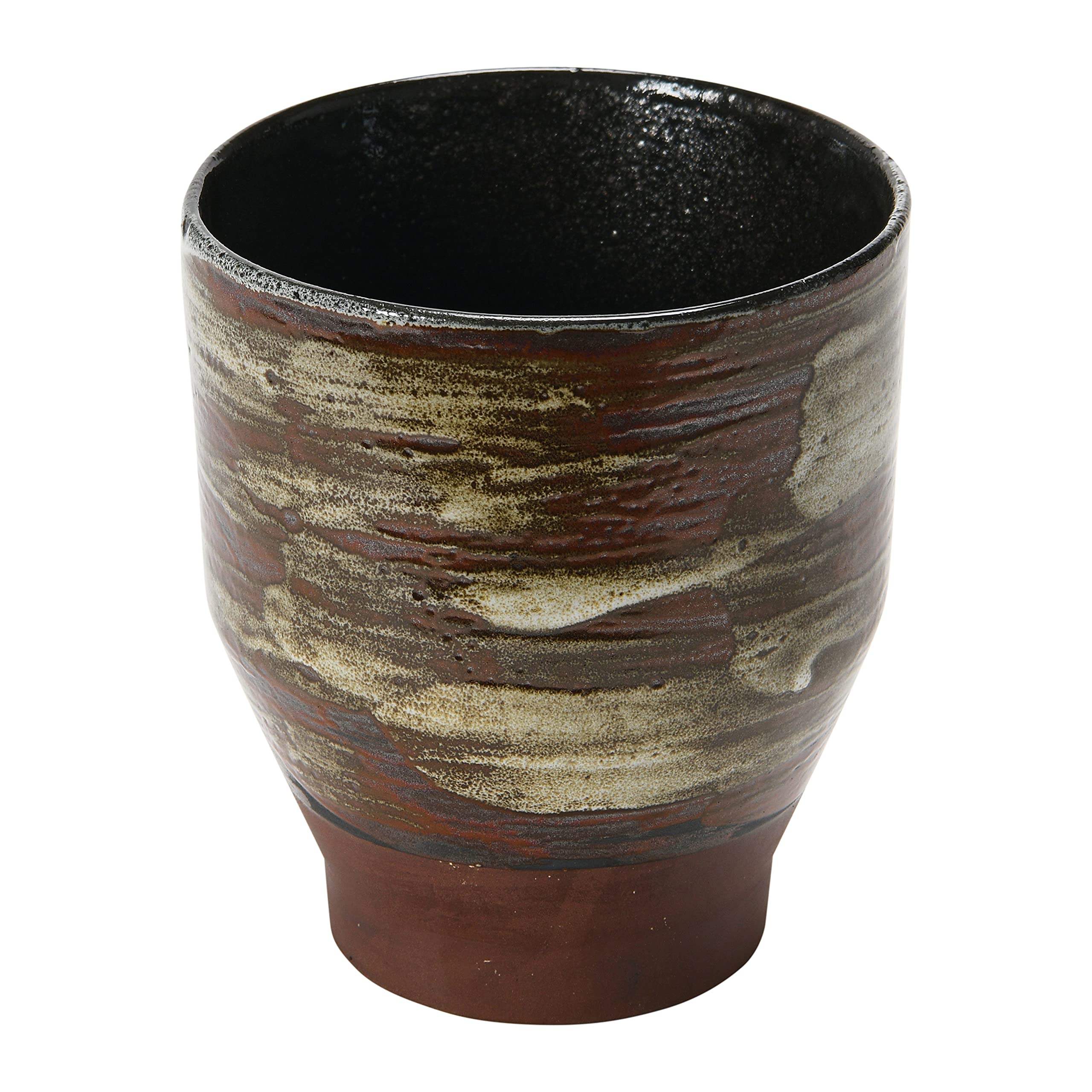 Distressed Brown Stoneware Planter Pot with Reactive Glaze Finish - Creative Co-Op Handmade Ceramic Flower Pot for Indoor Plants, Succulents & Home Decor