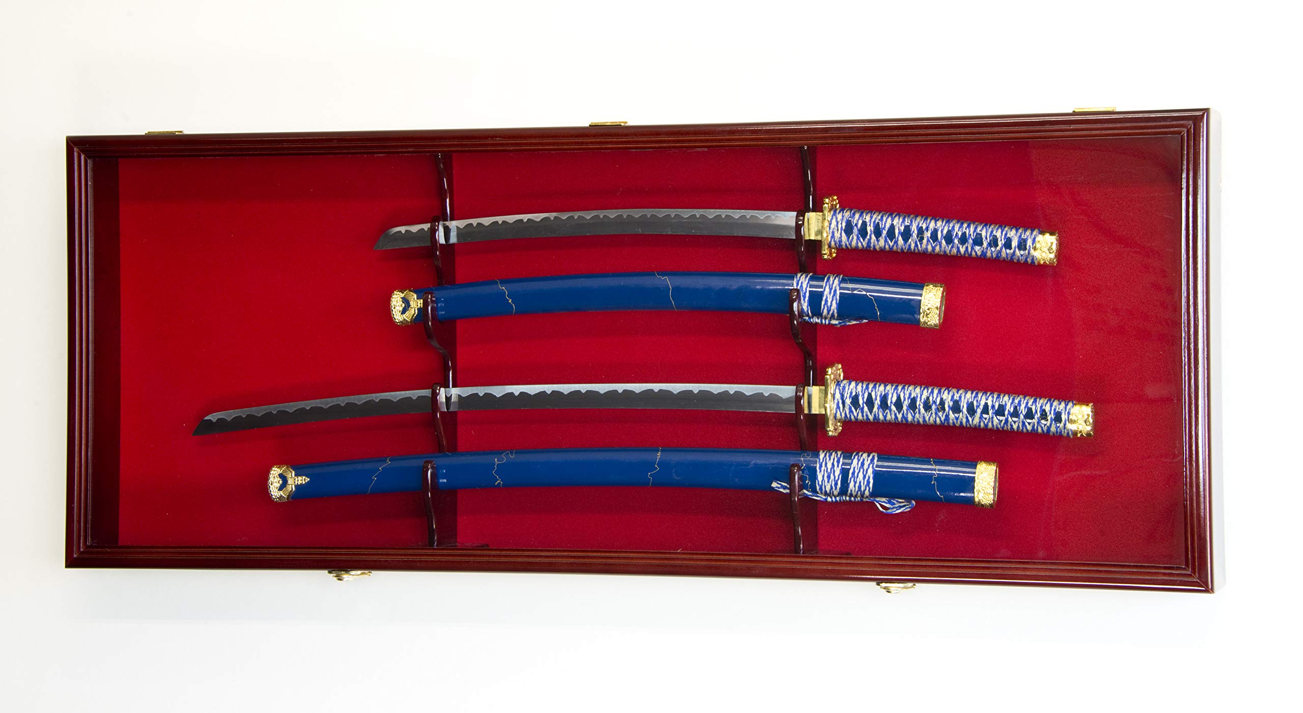 2-Piece Sword Display Case Cabinet - Lockable Wall Mount Stand with 98% UV Protection for Katana, Samurai & Collectible Swords - Perfect for Home Decor, Martial Arts Studios & Collector Showcases
