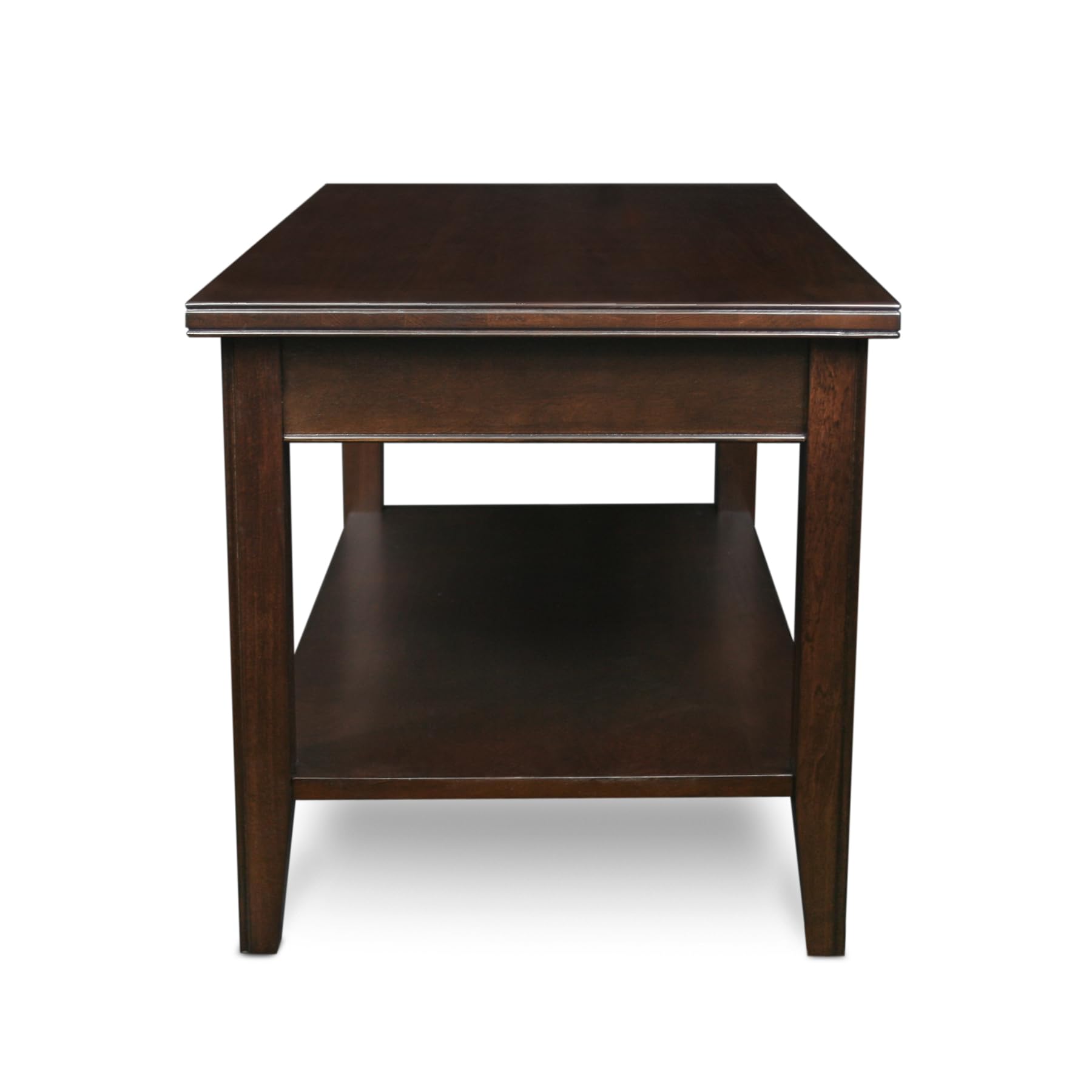 Leick Home 10504 Laurent 2-Drawer Coffee Table with Shelf in Chocolate Cherry Finish - Modern Living Room Furniture for Small Spaces & Home Decor