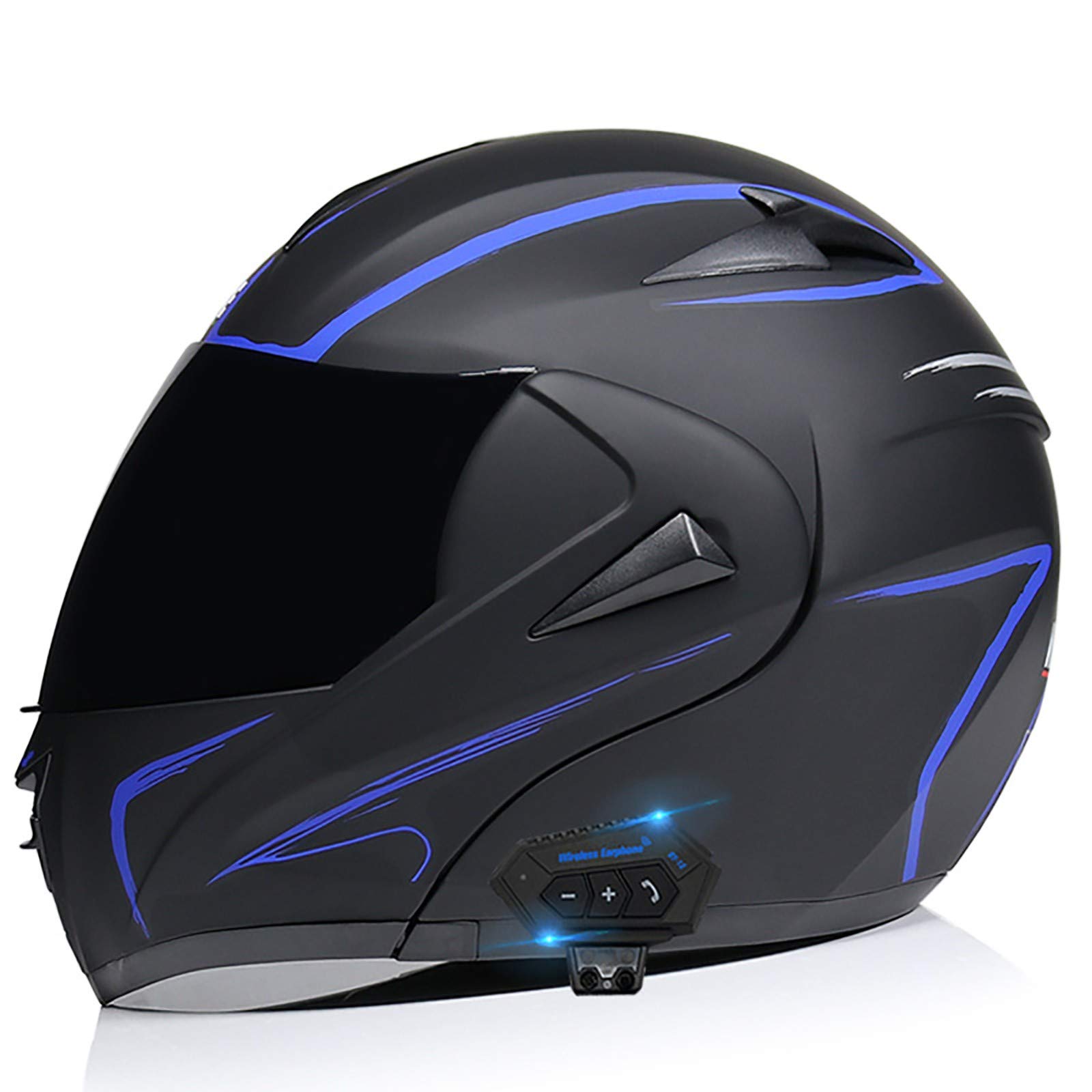 Full Face Motorcycle Helmet with Bluetooth Headset - DOT/ECE Approved Motorbike & Moped Helmet for Men & Women - Built-in Sun Visor & Wireless Communication for Street Bike Racing - Perfect for Commuting, Touring & Urban Riding