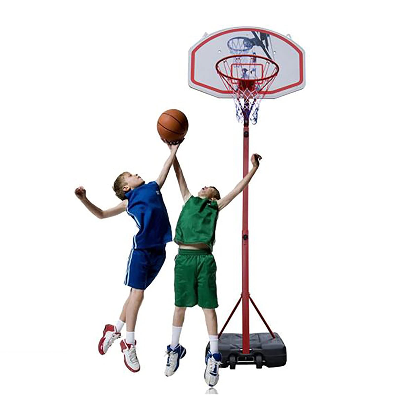 Adjustable Basketball Hoop for Kids - Portable 6.8FT to 8.5FT Height Basketball Goal System with Wheels & Durable Backboard - Perfect for Driveway, Backyard, and Outdoor Play
