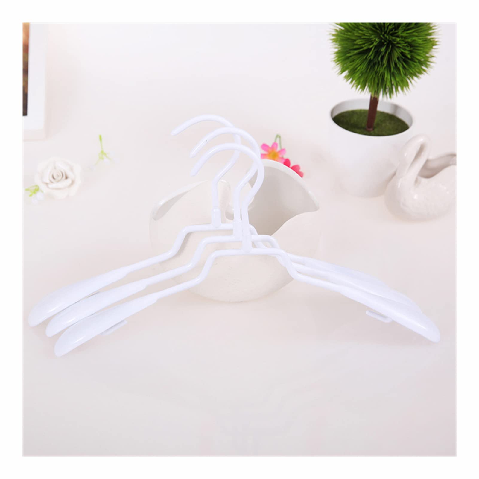 10-Pack Plastic Coated Spoon-Shaped Wide Shoulder Clothes Hangers - Durable Underwear & Garment Hangers for Drying, Organizing Closet - Ideal for Home, Laundry Room & Retail Stores