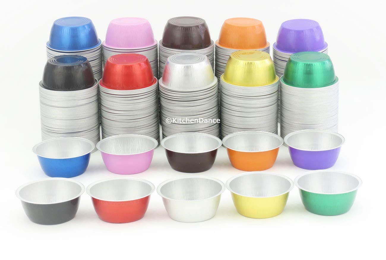 KitchenDance Disposable Aluminum Colored Baking Cups - 4 oz Silver (2000 Count) for Creme Brulee, Cupcakes & Desserts - Perfect for Home Baking, Party Treats & Professional Pastry Making