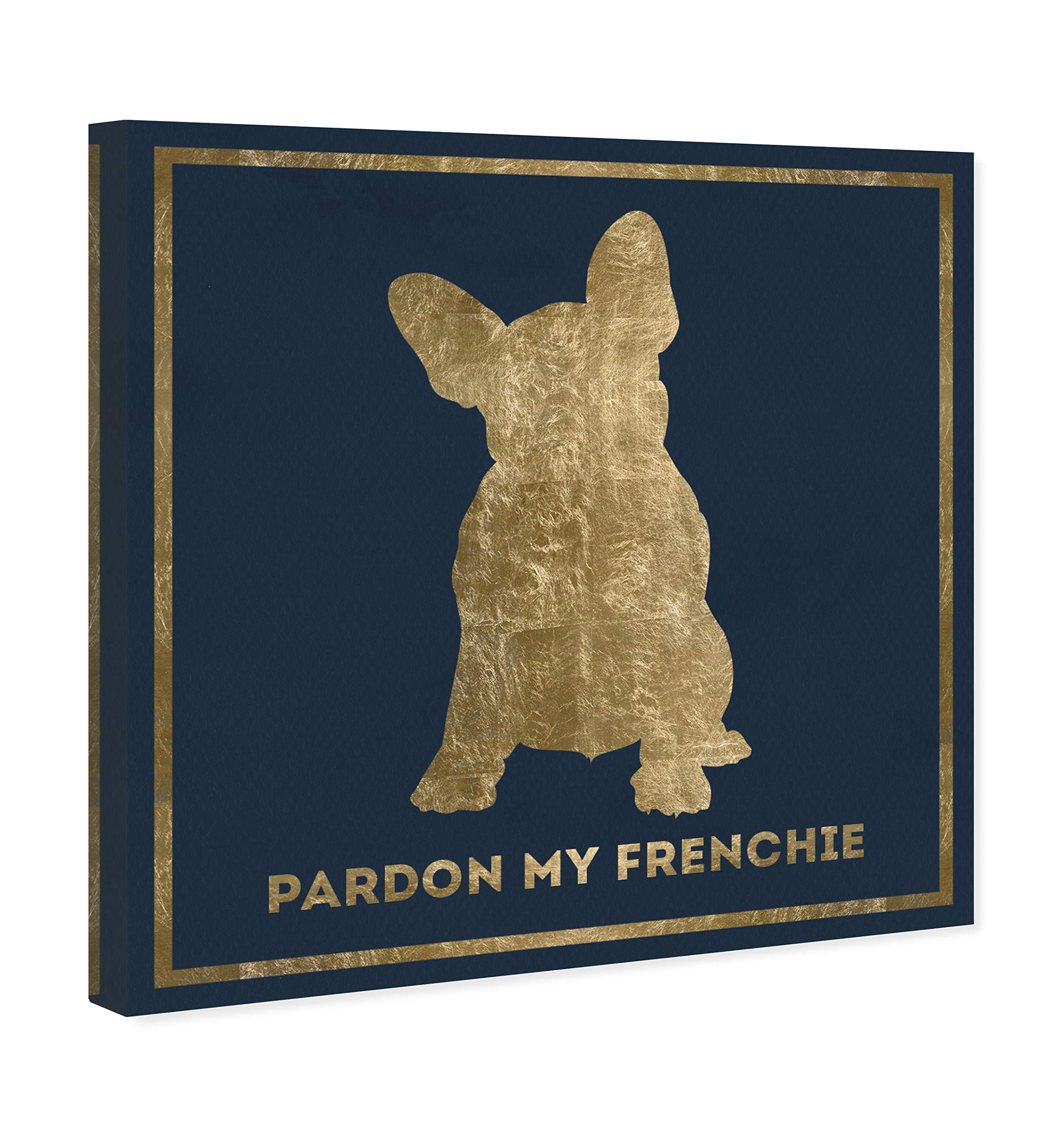 Oliver Gal Artist Co. 'Frenchie' Typography Wall Art Canvas Print - 12x12 Inches Gold & Black Quote Home Decor - Perfect for Living Room, Bedroom & Office Wall Decor