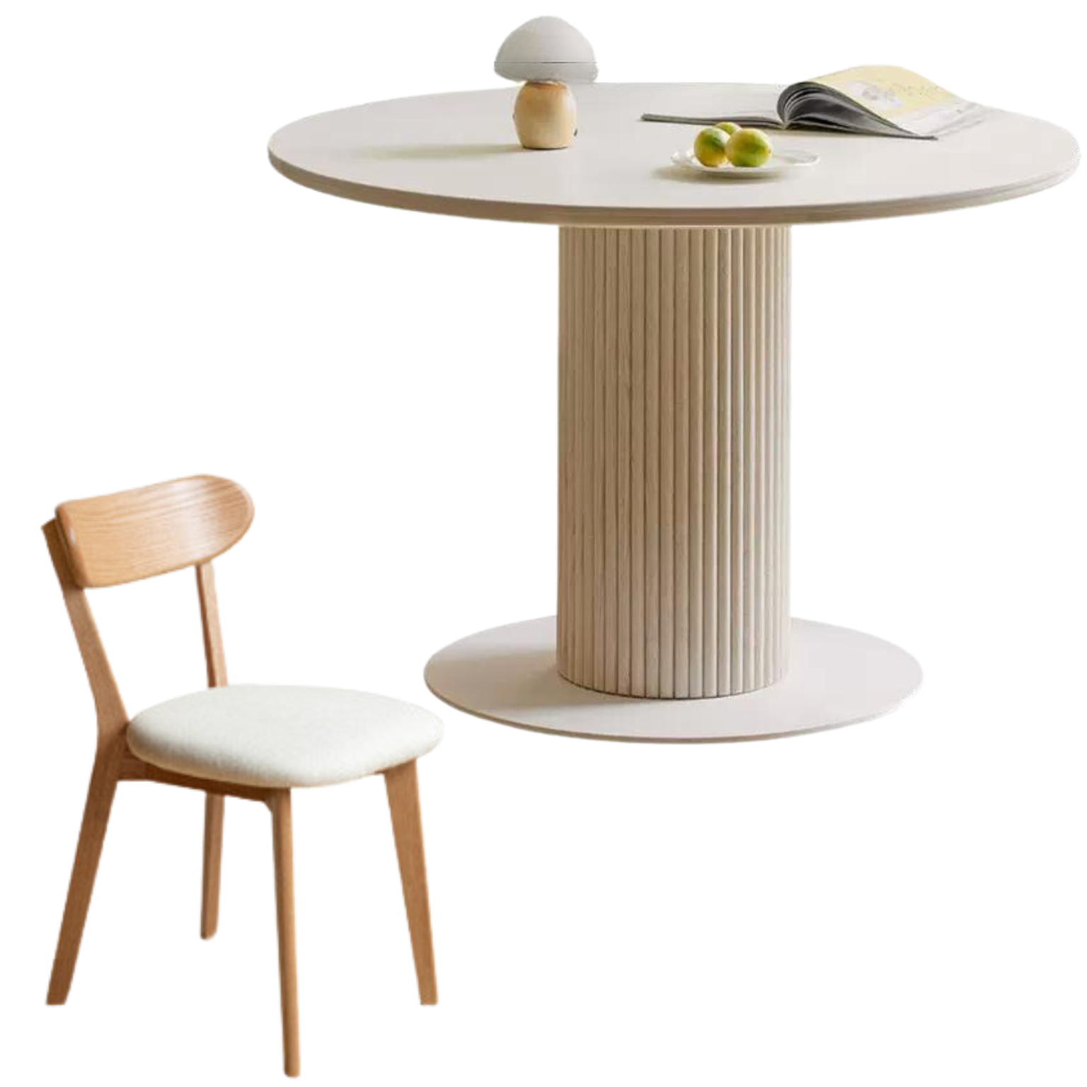 Solid Oak French Cream Round Rock Plate Dining Table - Rustic Farmhouse Style for Kitchen, Dining Room & Outdoor Entertaining