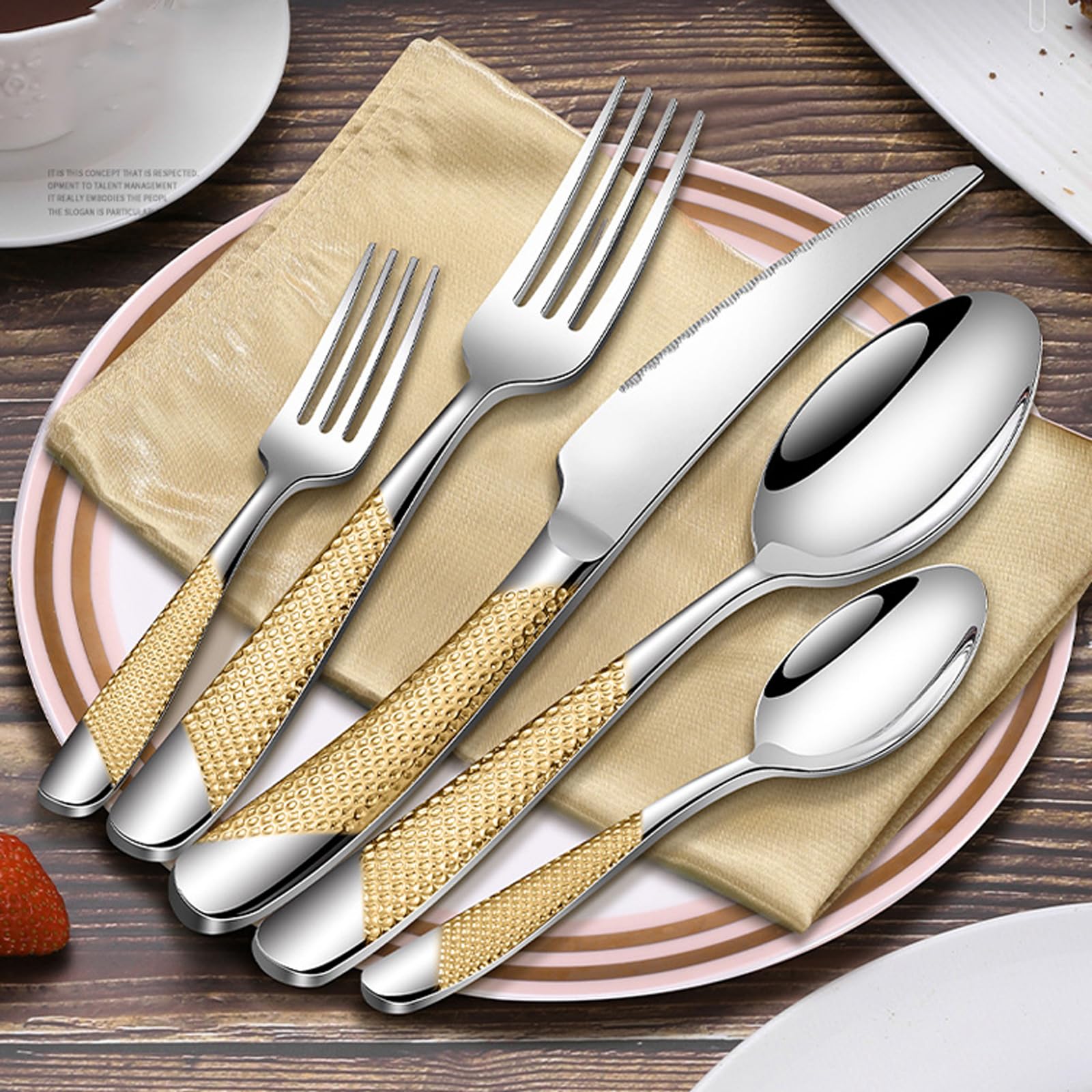 60-Piece Silverware Set with 24K Gold-Plated Rooster Handles - Mirror Polished Flatware for 12 People, Dishwasher Safe (Silver) - Perfect for Weddings, Dinner Parties & Luxury Dining