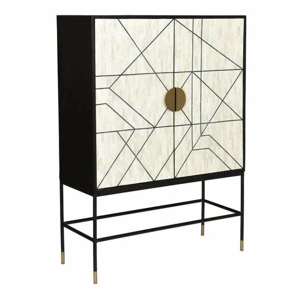 40 Inch Art Deco Style Multicolor Cabinet - Vintage Home Decor for Living Room, Bedroom & Office Storage