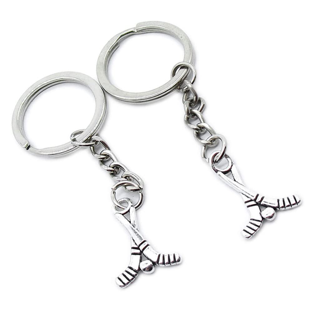 100 Pcs Bulk Keychain Rings - Durable Metal Key Rings for Keys, Tags & Charms (Includes Hockey Stick Design) - Perfect for Home, Office, Car Keys & Gift Giving