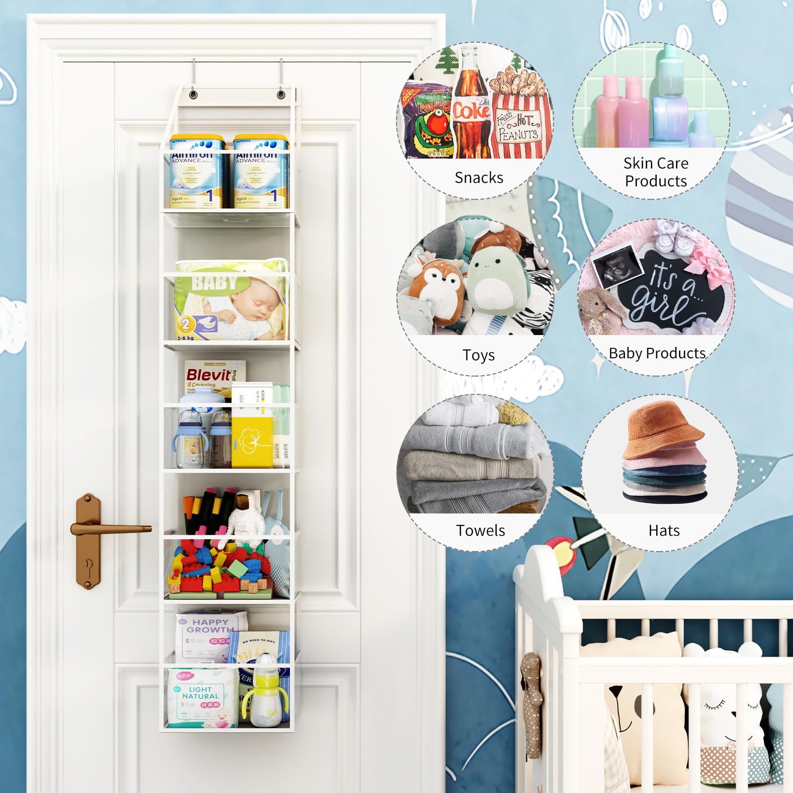 Fixwal 2 Pack 5-Tier Over The Door Hanging Pantry Organizer with Clear Plastic Pockets - Large Capacity Closet Storage for Bedroom, Bathroom, Nursery & Sundries (55.9 Inch) - Perfect for Small Space Organization & Home Decluttering