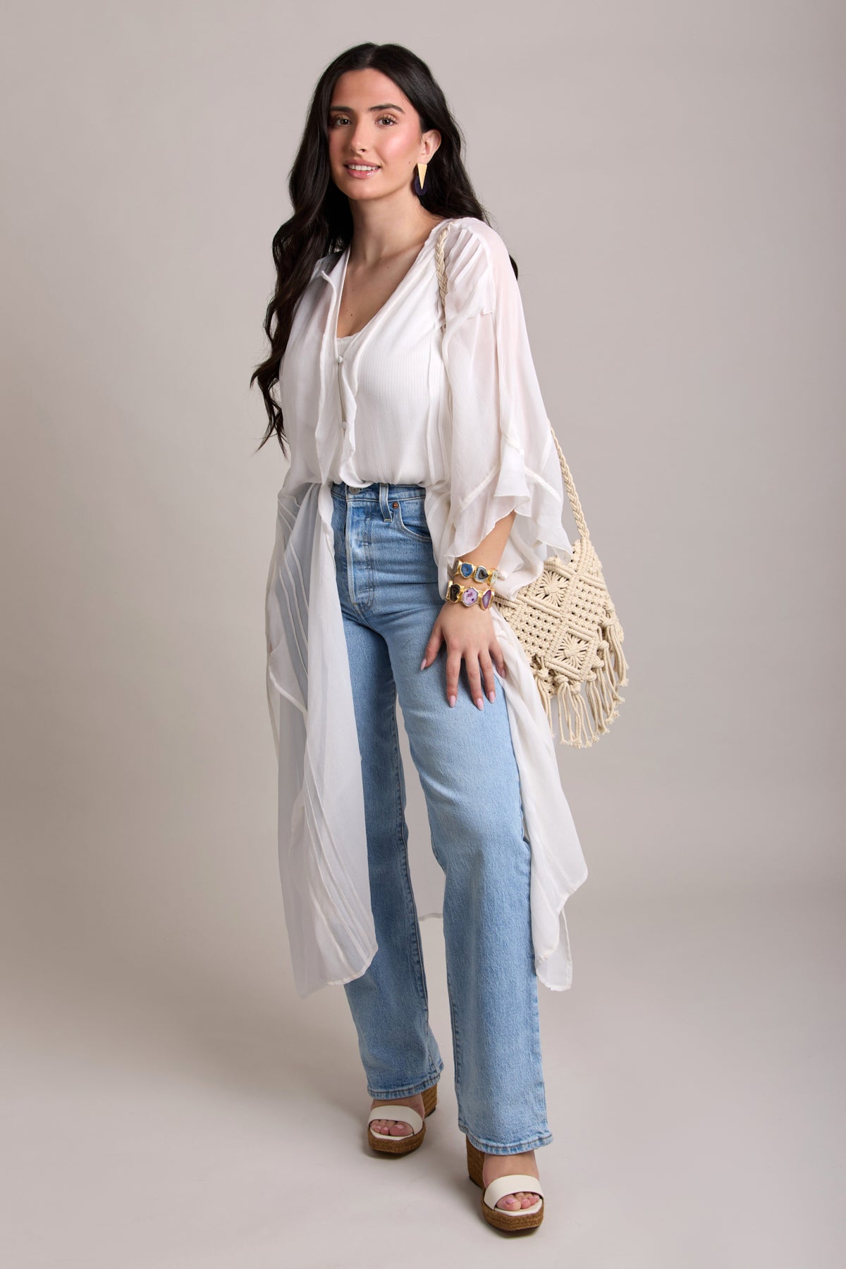 Elegant Ruffled Button Kaftan Cover Up - Flowy Beach Dress for Women | Perfect for Poolside, Vacation & Summer Outfits