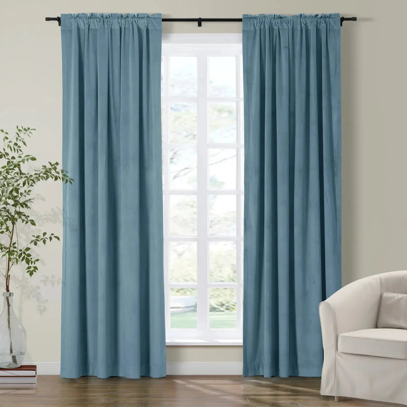 Luxury Birkin Velvet Curtains - Soft Blackout Drapes for Living Room & Bedroom - Premium Soundproof Thermal Insulated Window Treatments for Home Decor