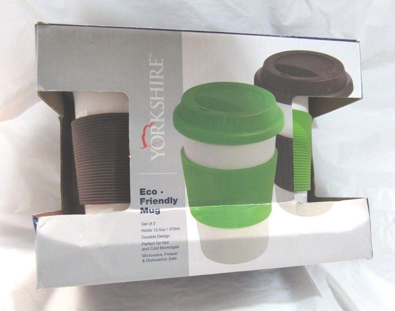 Eco-Friendly Travel Mugs Set of 2 - Reusable Green & Brown Insulated Coffee Cups for Hot & Cold Drinks | Perfect for Office, Commuting, Camping & Outdoor Activities (568840)