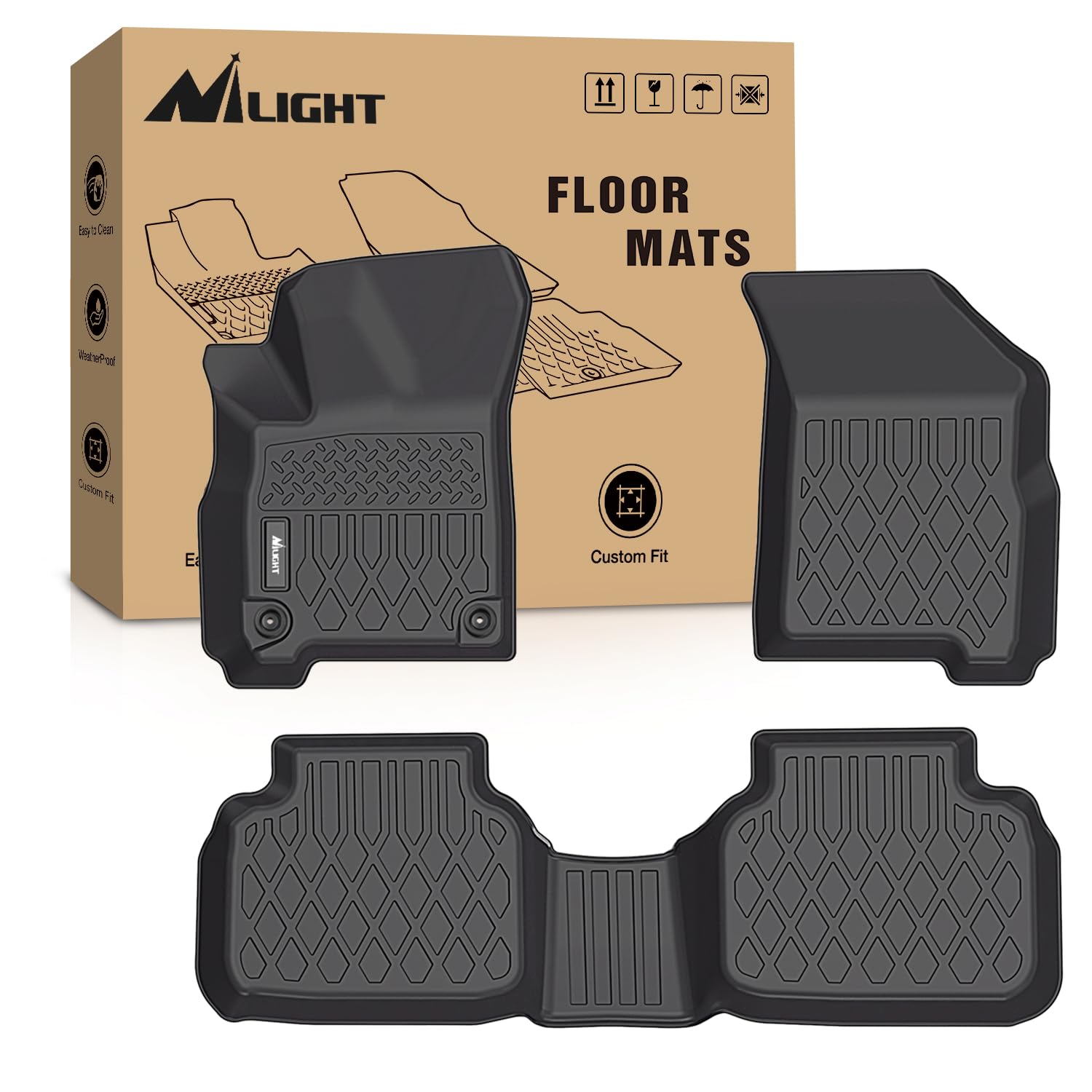 Nilight Custom Fit All-Weather TPE Floor Mats for Dodge Journey 2011-2020 | Heavy Duty Car Floor Liners | Perfect for Rain, Snow & Mud Protection