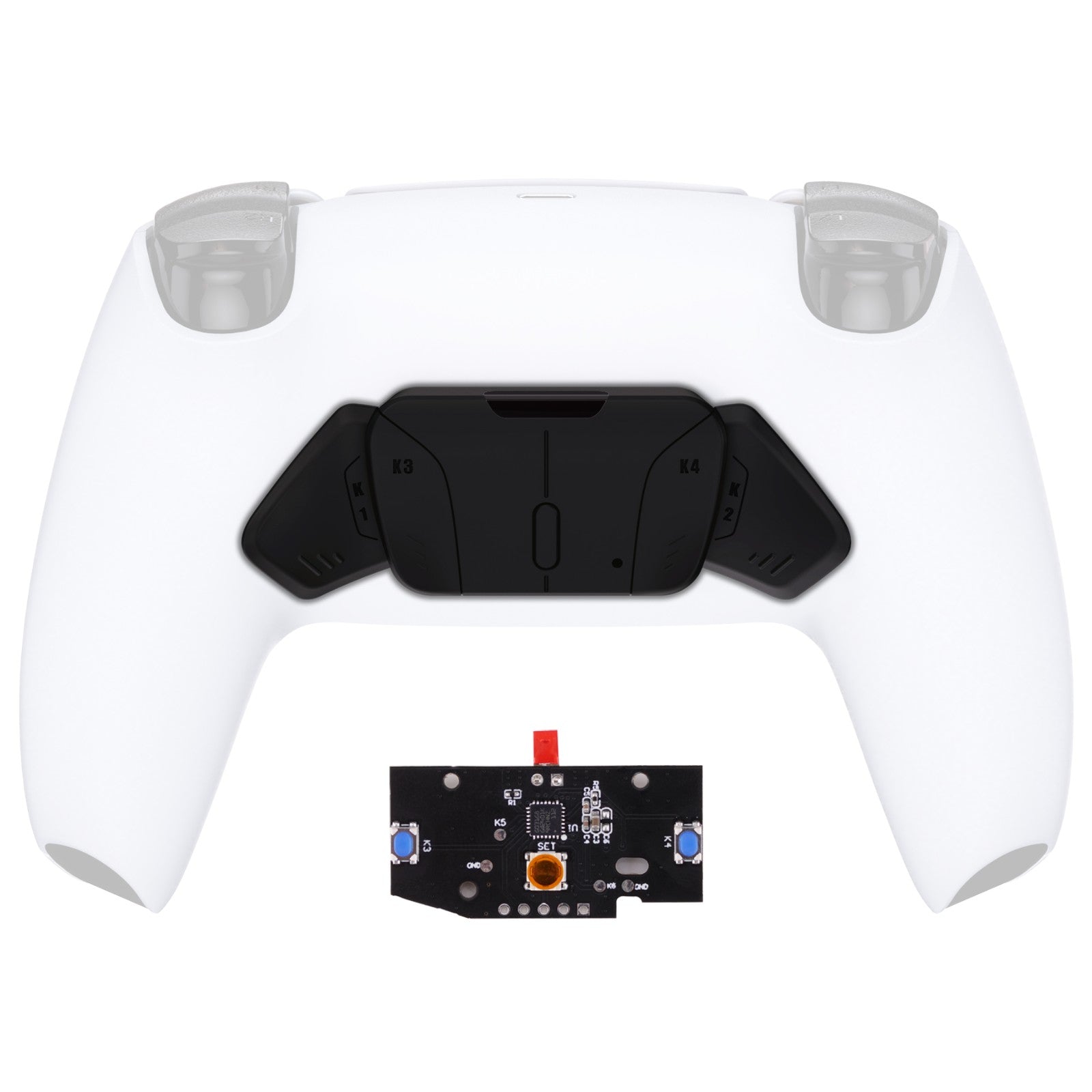 eXtremeRate RISE to RISE4 Conversion Kit - Black K1 K2 K3 K4 Back Buttons Housing & Remap PCB Board for PS5 Controller | DIY Gaming Upgrade | Compatible with RISE & RISE4 Kits (VPFM5001P) | Perfect for Competitive Gaming & Custom Controller Mods