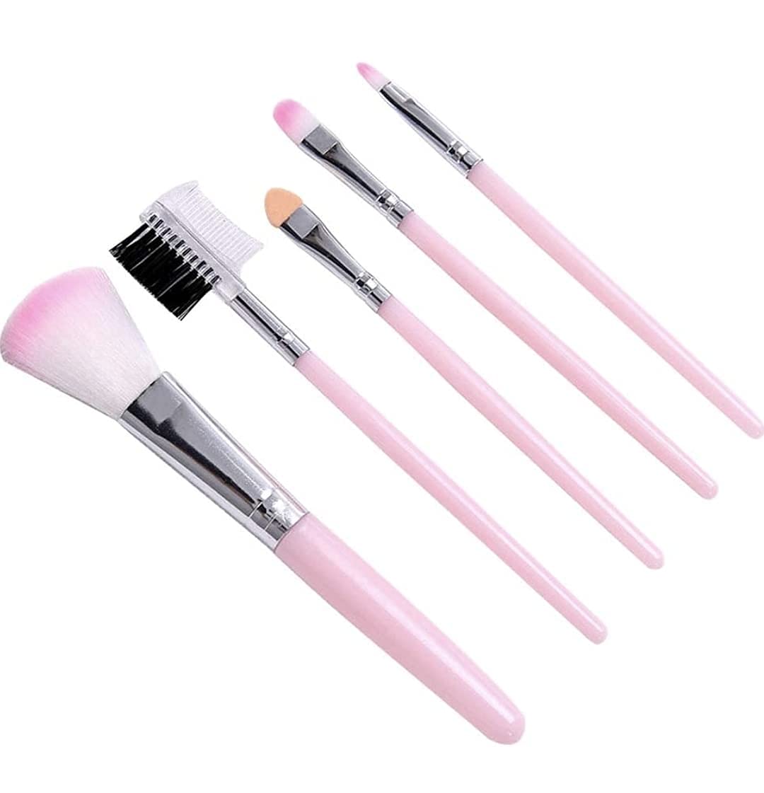 MoonEyes 5-Piece Makeup Brush Set with Eyelid Comb - Professional Cosmetic Brushes for Women & Girls (Multicolor) - Perfect for Foundation, Blush, Eyeshadow & Contouring