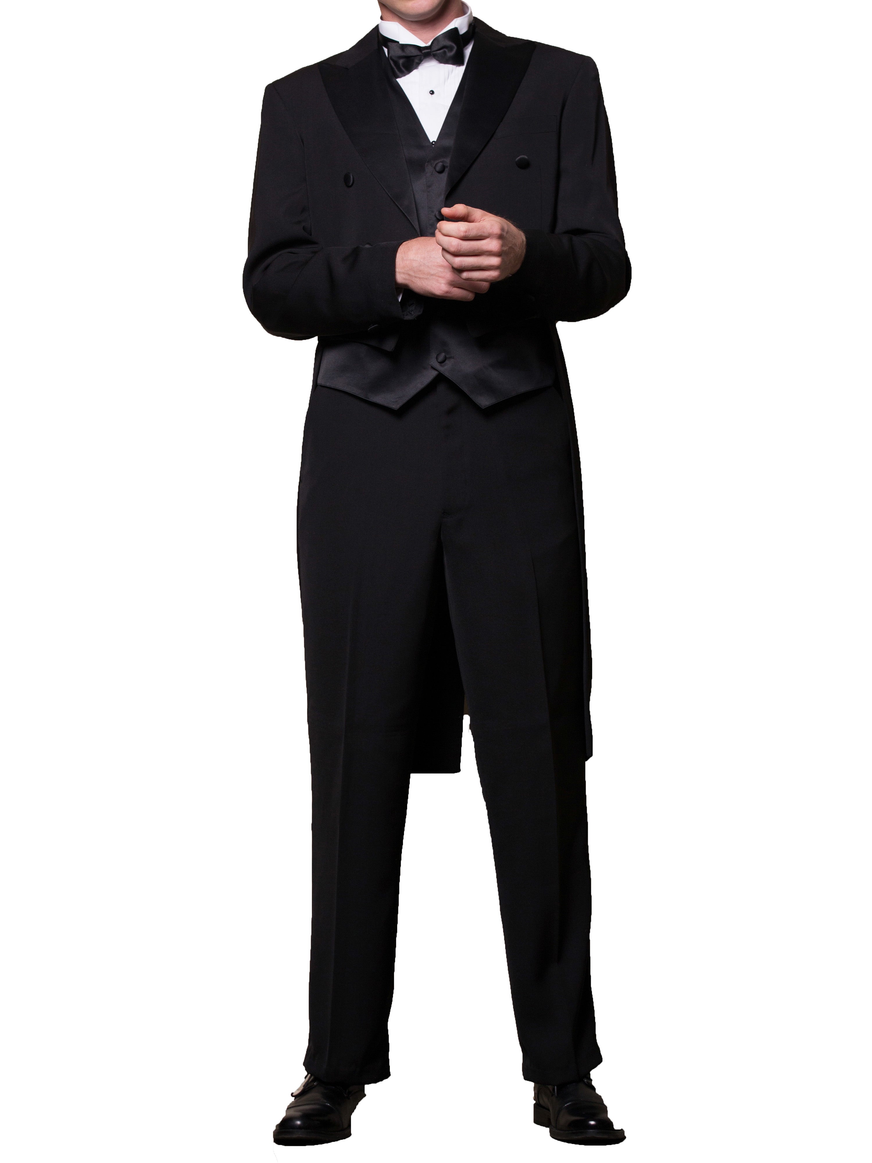 Men's Black Tuxedo with Tails - Formal Suit Jacket & Pants Set | Perfect for Weddings, Prom & Black Tie Events