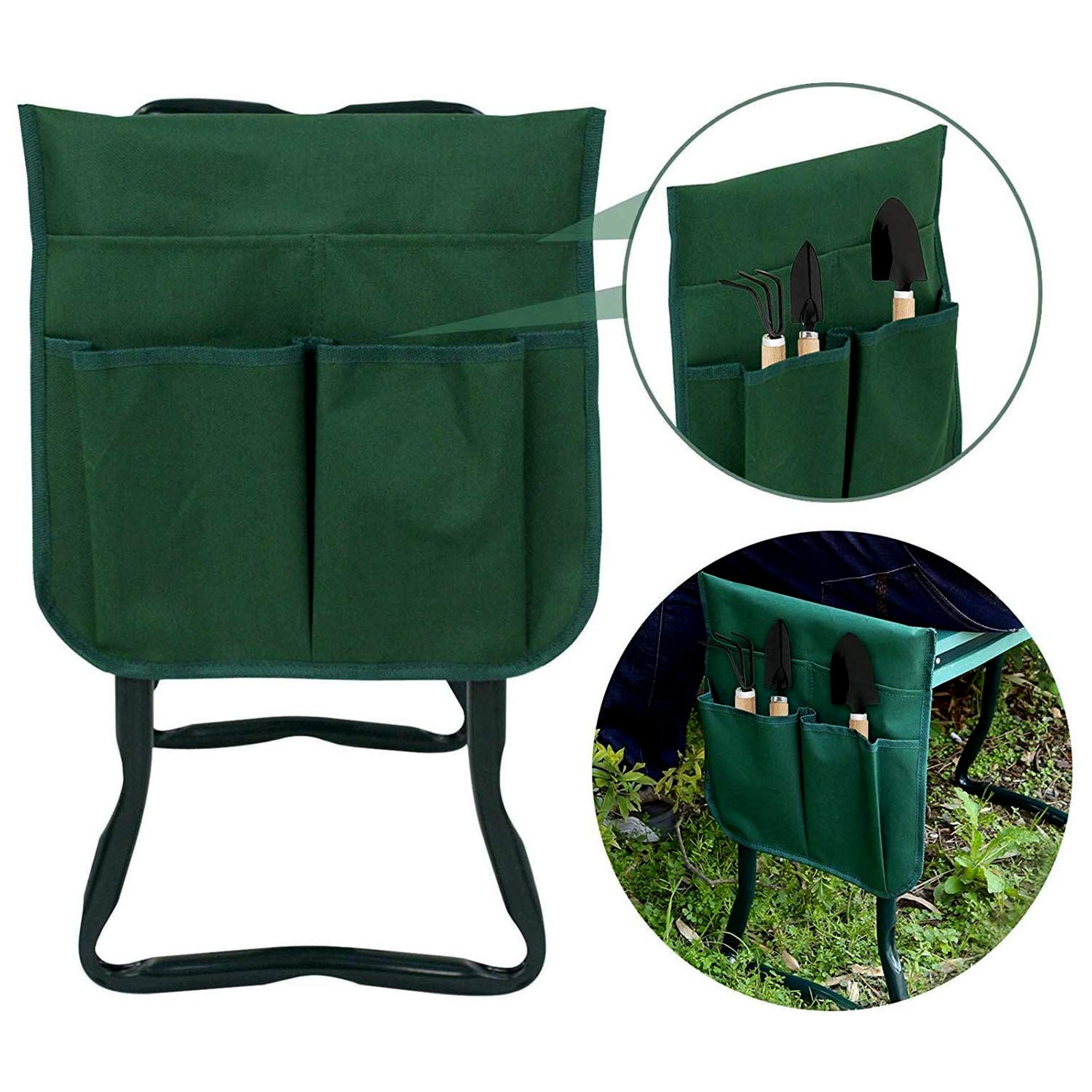Foldable Garden Kneeler Seat with Handle & Storage Pouch - Portable Gardening Stool with Soft EVA Foam Pad for Comfortable Planting, Weeding & Outdoor Use