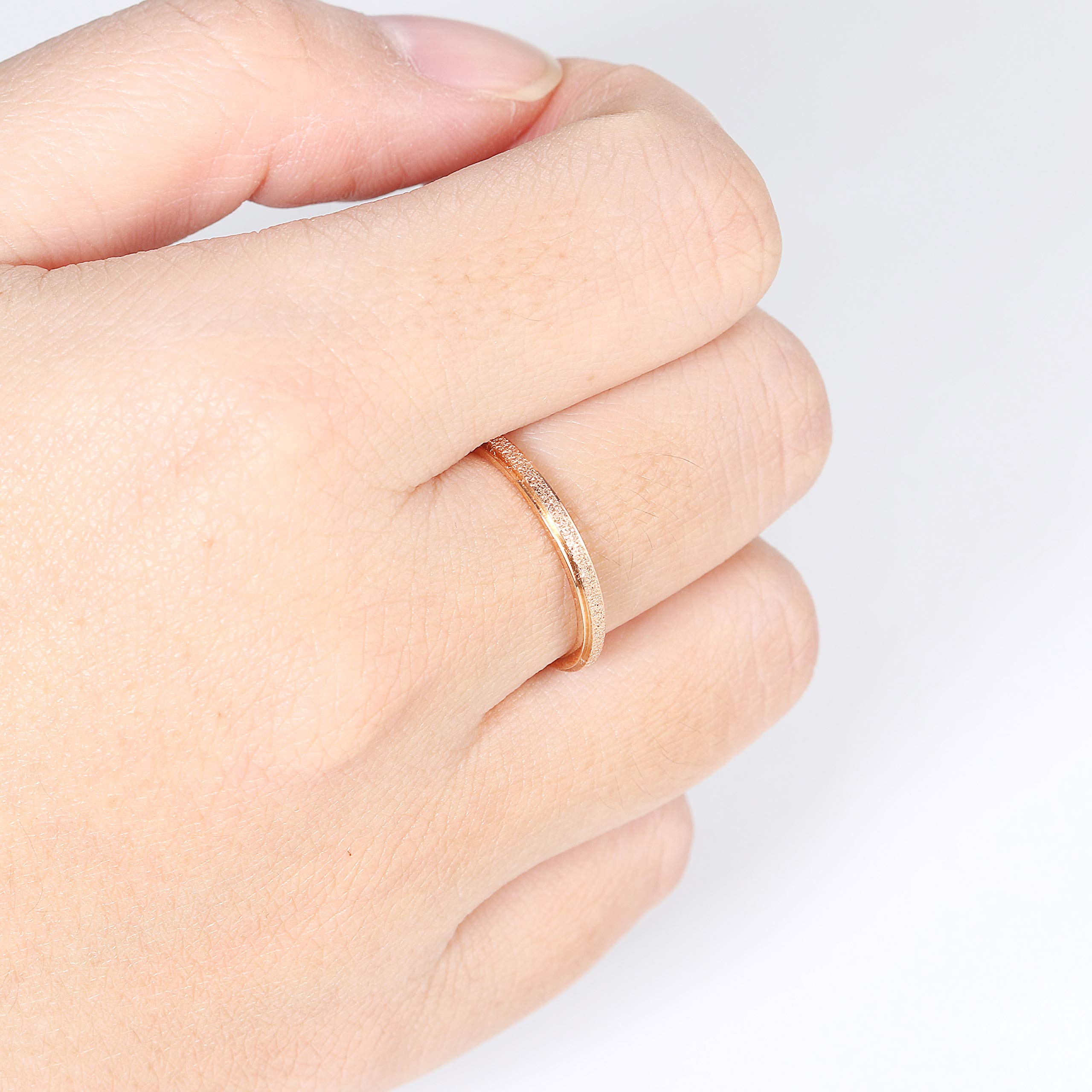 2MM Stainless Steel Stackable Midi Rings for Women - Rose Gold & Silver Thin Eternity Bands, Size 5-10, Perfect for Engagement, Wedding, Anniversary & Everyday Stacking Jewelry