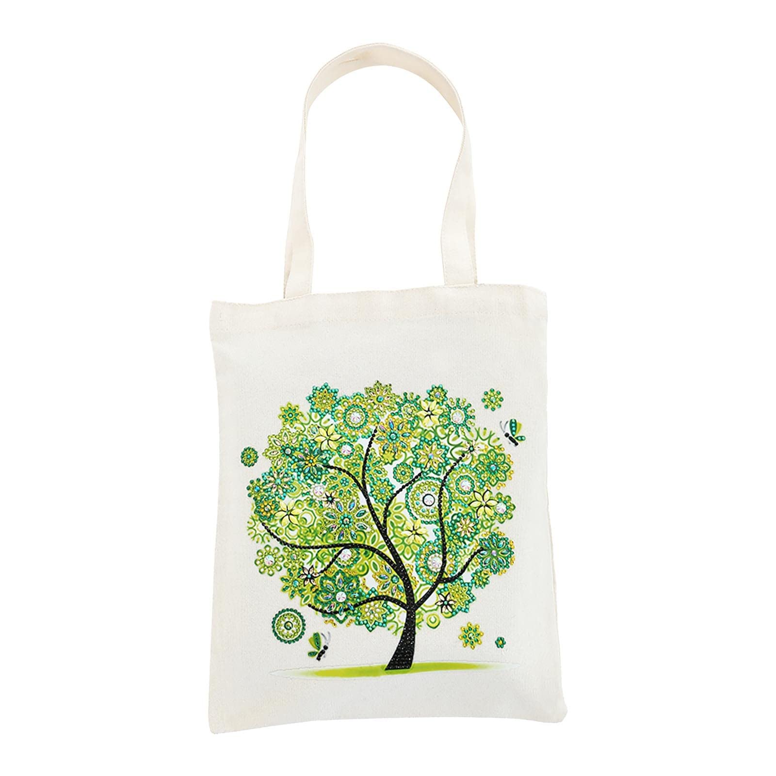 5D DIY Diamond Painting Cotton Canvas Tote Bag - Reusable Grocery Shopping Bags for Women, Durable & Fashionable Handbag with Rhinestones - Perfect for Work, Travel & Beach Day Essentials