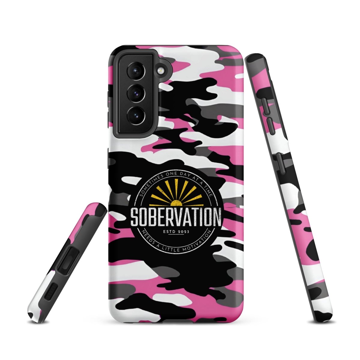 Sobervation Pink Camo iPhone Case - Durable Protective Cover for iPhone [6/7/8/X/11/12/13/14/15] - Motivational Sobriety Support - Perfect for Recovery Meetings & Daily Inspiration