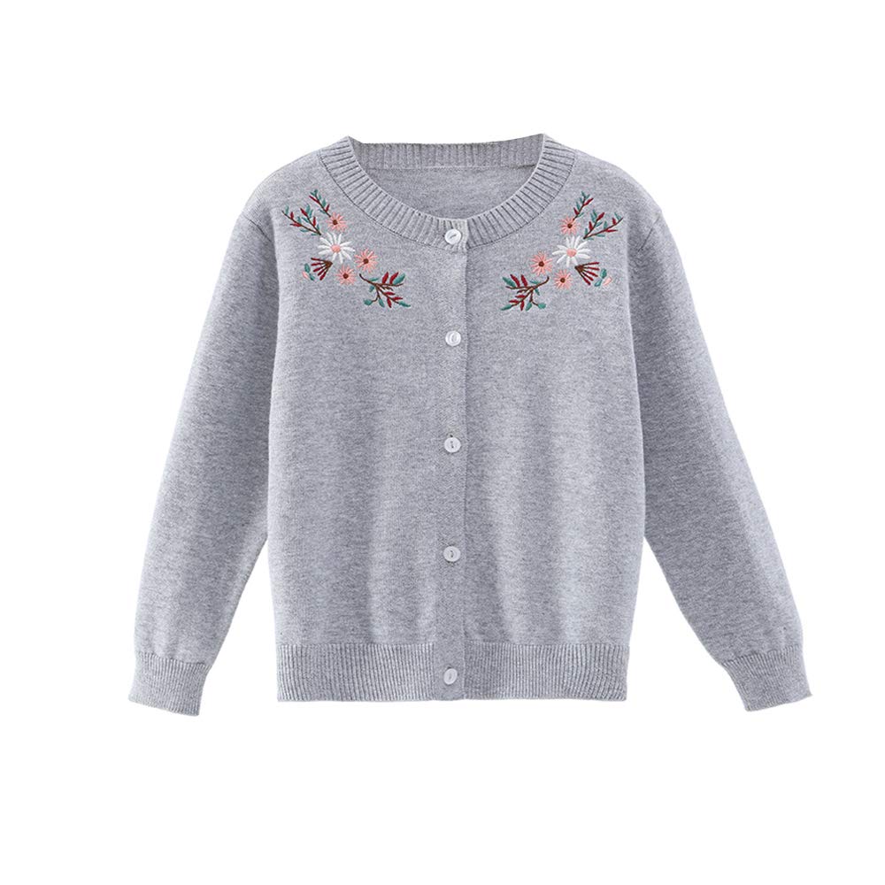 Korean Embroidered Floral Cardigans for Girls 6-12T - Soft Pure Cotton Long Sleeve Sweaters for Kids | Perfect for School, Parties & Everyday Wear