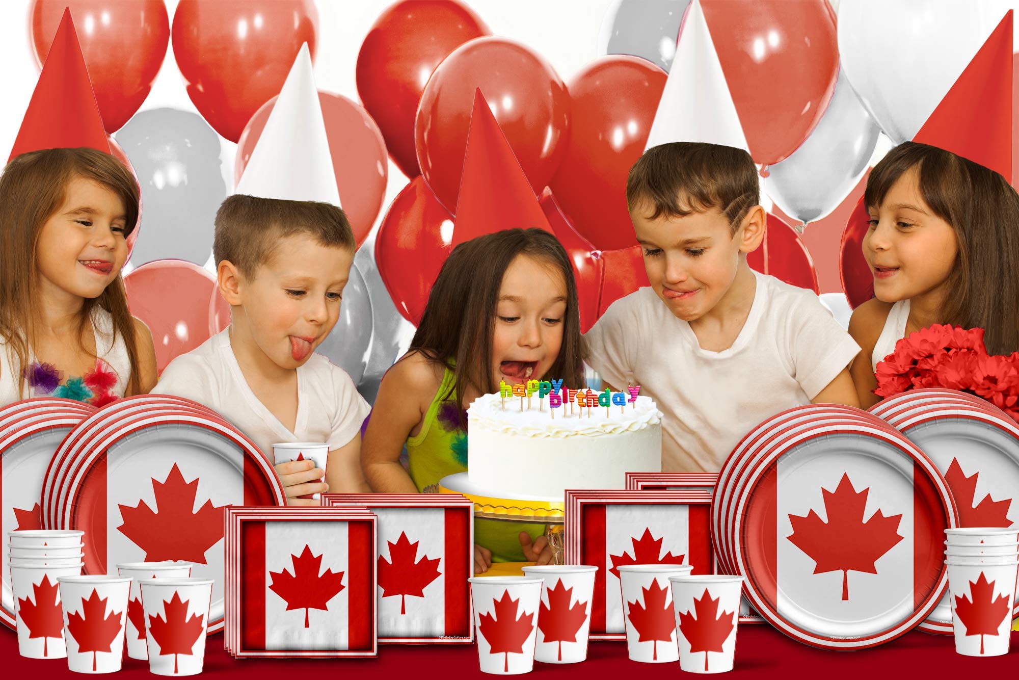 Canada Flag Themed Party Supplies Set - 16-Piece Tableware Kit with Plates, Napkins & Cups for Canada Day, Birthday & Patriotic Celebrations