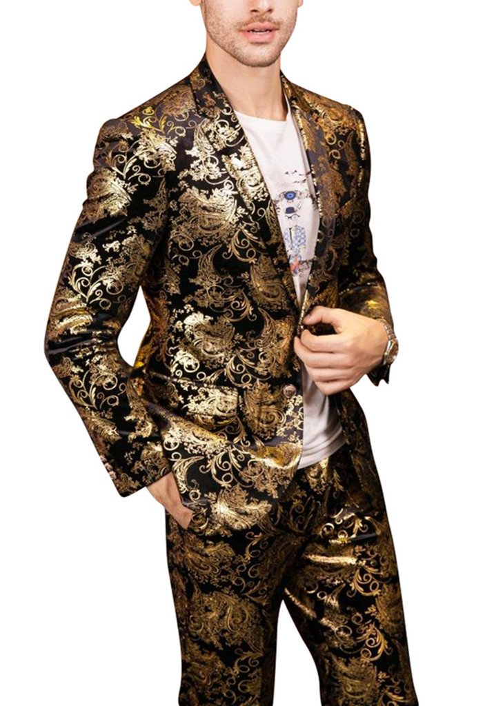 Luxury Gold Suit for Men - 2-Piece Formal Business Set | Premium Wedding & Gala Attire | Perfect for Prom, Office & Special Occasions