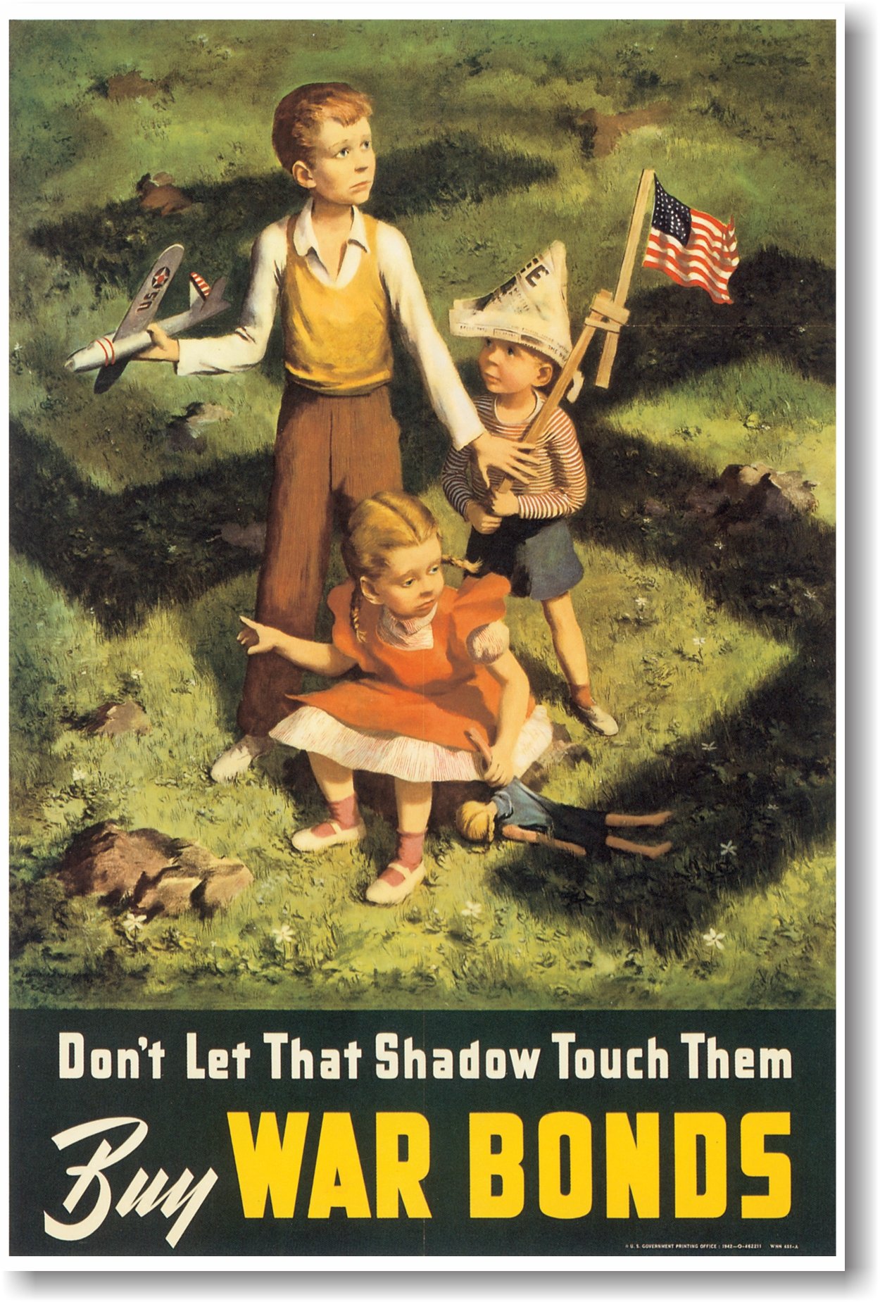 Vintage WWII Reproduction Poster - Buy War Bonds - Patriotic Home & Office Wall Decor for History Enthusiasts