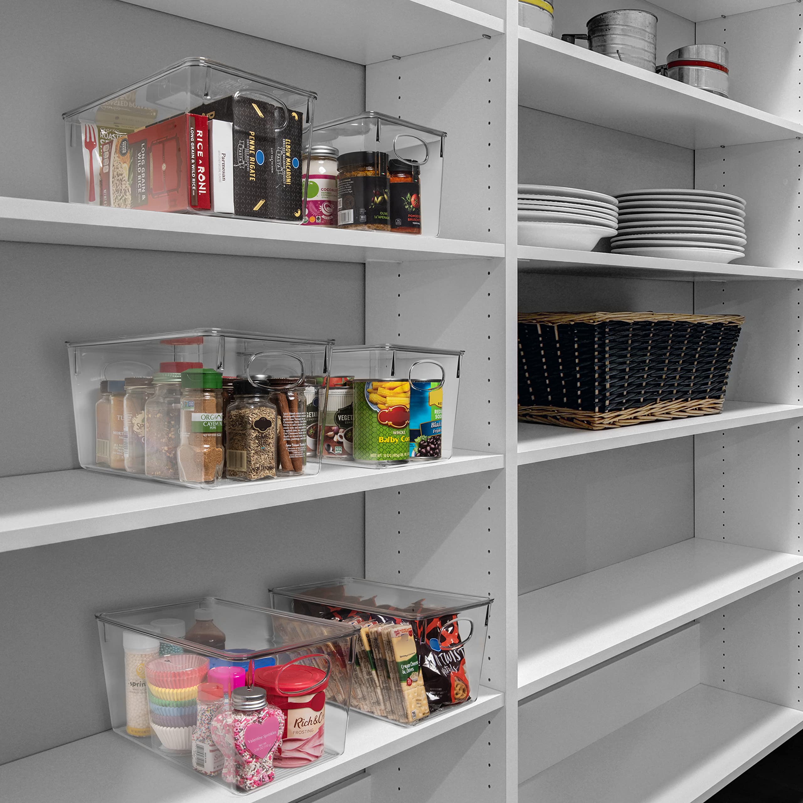 ClearSpace Plastic Storage Bins with Lids – 8-Pack Pantry & Fridge Organizers for Food Storage, Cabinet Organization – Airtight Kitchen Containers for Cereal, Snacks & Dry Goods