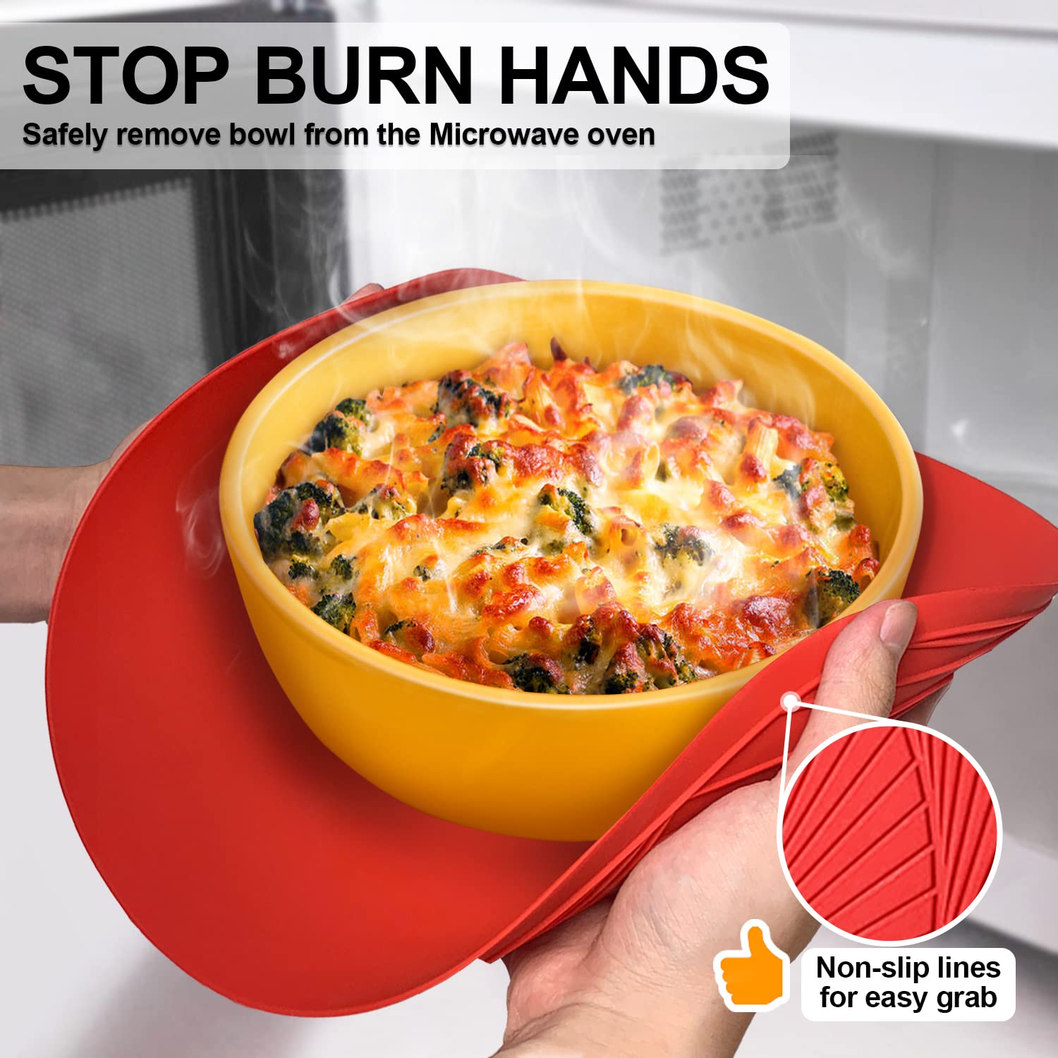 Walfos 12-Pack 10 Inch Silicone Microwave Mats - Non-Slip Heat Resistant Splatter Cover & Trivet for Kitchen - Perfect for Microwave, Oven, Hot Pans & Pots (Red) - Keep Countertops Clean While Cooking & Serving Hot Dishes