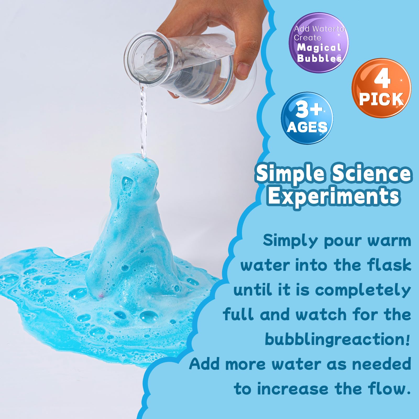 4 Pack Kids Bath Bombs with Colorful Fizz & Bubbles - Fun Educational Bath Potions for Interactive Science Play | Perfect for Birthday Gifts & Sensory Bath Time