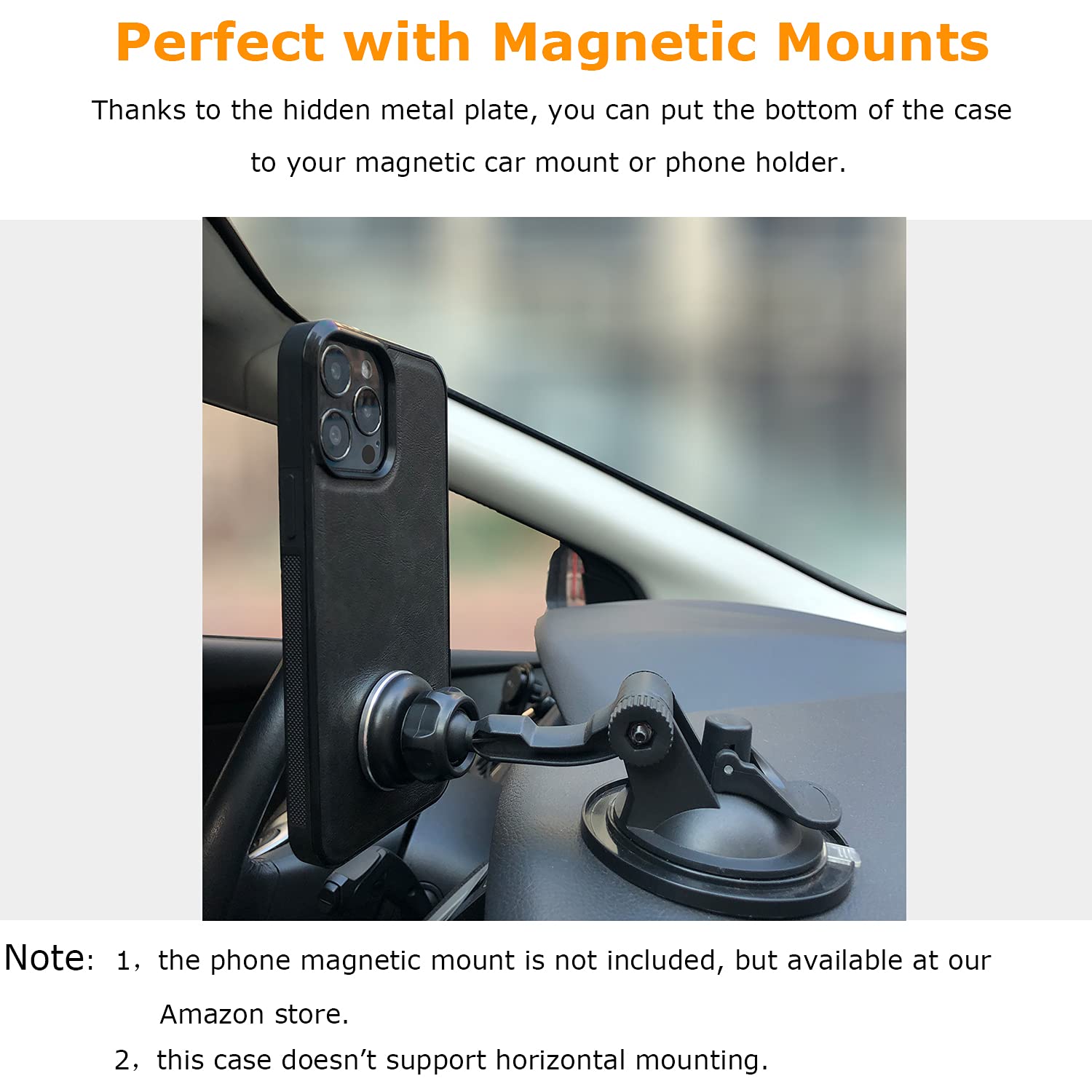 molzar GripBig iPhone 13 Pro Max Case with Built-in Metal Plate - Magnetic Mount Compatible & Qi-Certified Wireless Charging - Shockproof Protective Cover for iPhone 13 Pro Max (Black) - Perfect for Car Mounting & Everyday Use