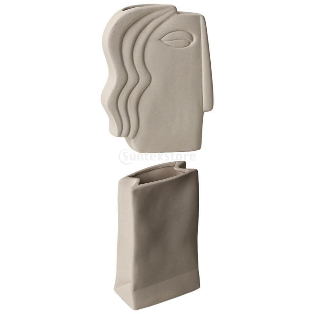 B Baosity 2-Pack Unique Irregular Ceramic Vase Holders - Modern Home Decor for Floral Arrangements, Table Centerpieces & Shelf Displays