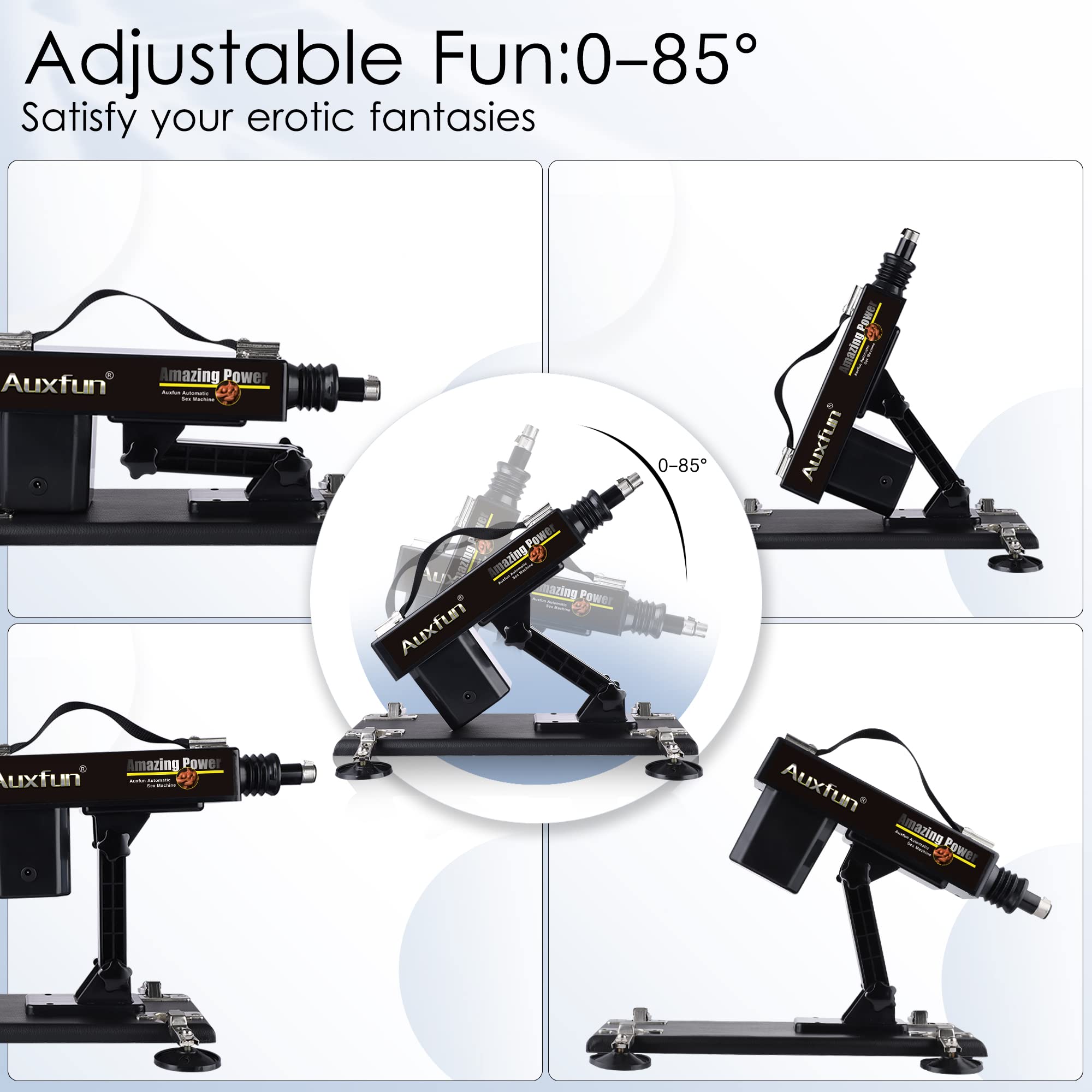 AUXFUN Automatic Sex Machine for Men & Women - Adjustable Adult Love Machine with 8 Attachments & 3 XLR Connectors - Powerful Couples Sex Toy for Bedroom, BDSM, and Solo Pleasure