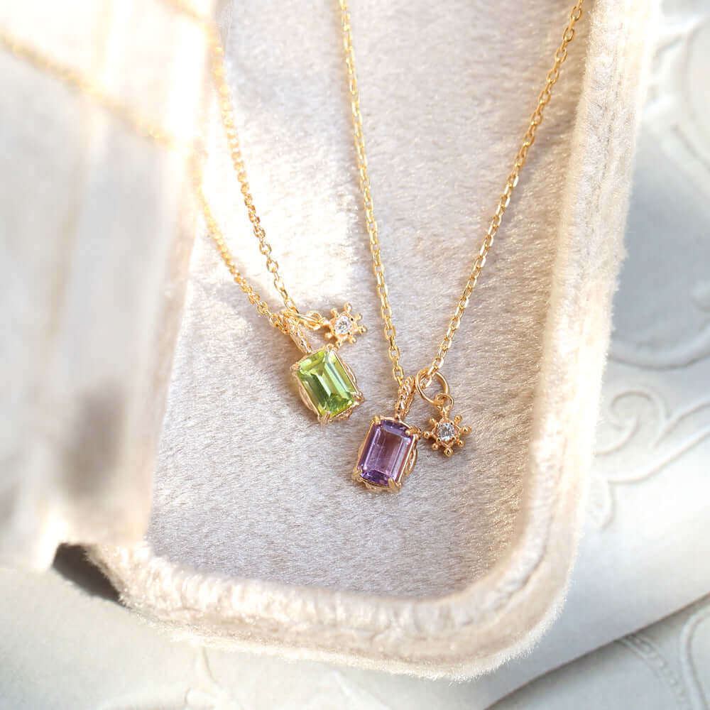 Make A Wish Amethyst Peridot Sandstone Pendant Necklace with Snowflake Charm | HD154 | Elegant Jewelry Gift for Women, Birthday, Christmas & Special Occasions