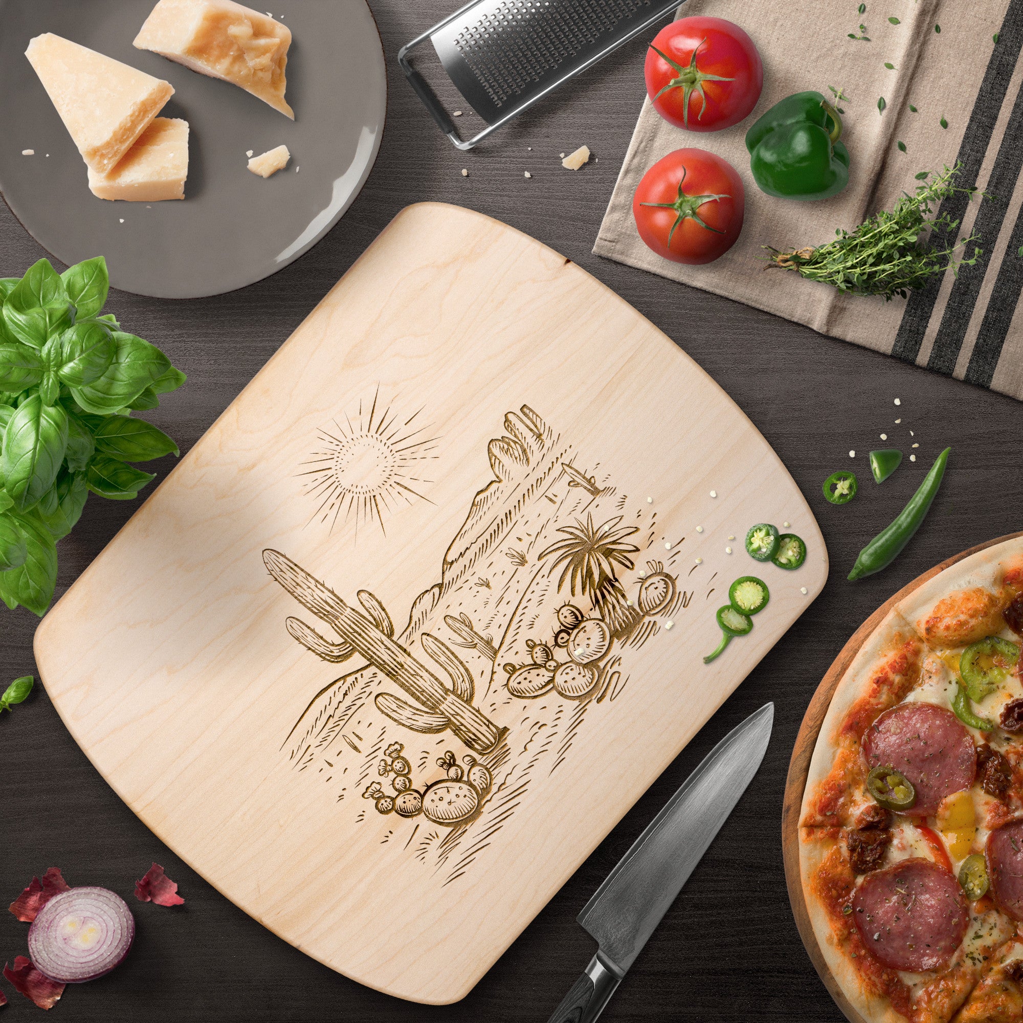 Premium Maple Wood Cutting Board with Walnut Wood Serving Board - 2 Sizes for Chopping, Serving & Entertaining - Perfect for Kitchen, Dining & Hosting Gifts