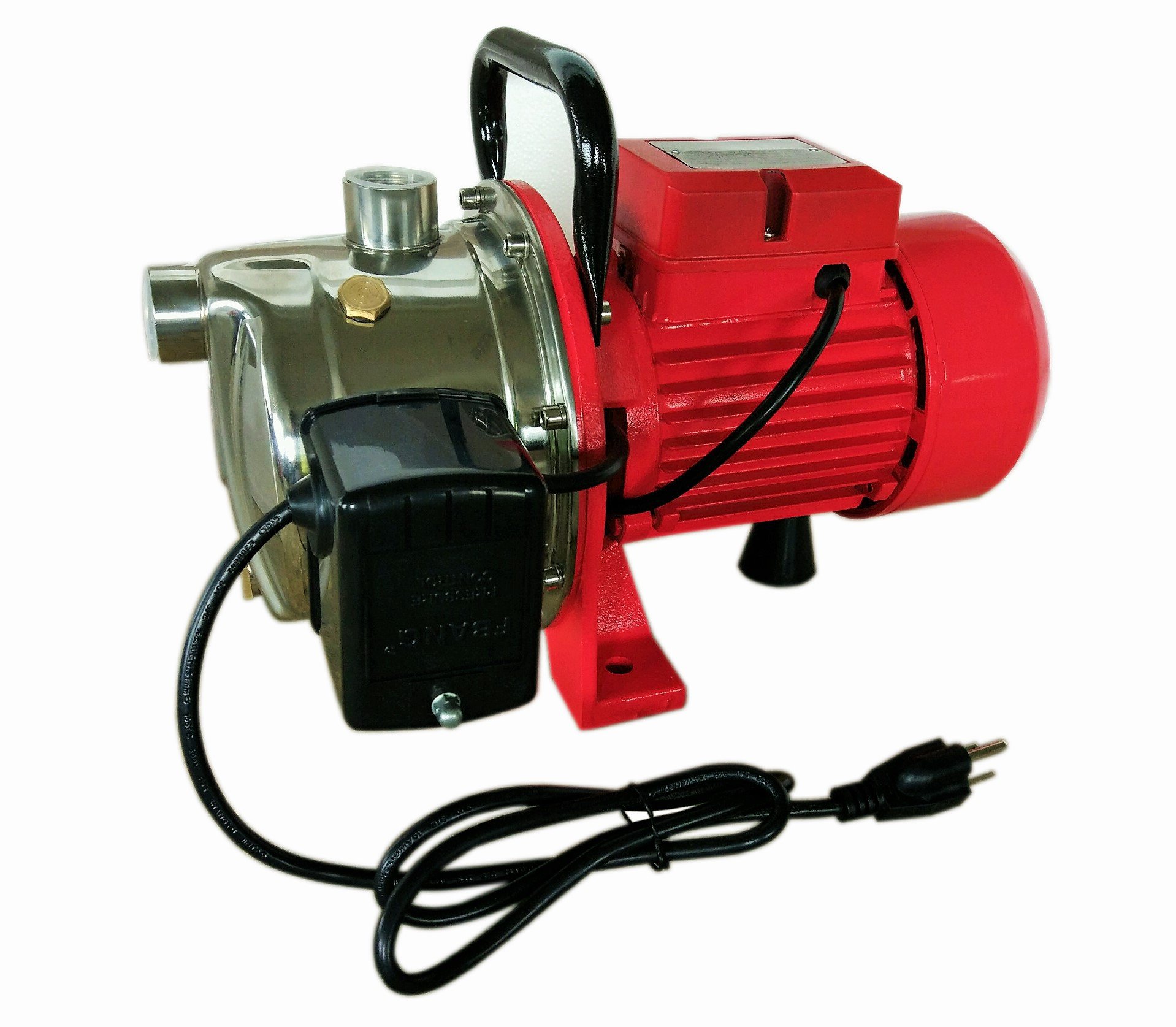 Hallmark Industries MA0438X-8 3/4 HP Self Priming Jet Pump with Pressure Switch - 14 GPM, Stainless Steel, 115/230V, 30' Inlet/151' Outlet Head - Ideal for Well Water Systems, Irrigation & Home Water Pressure Boosting