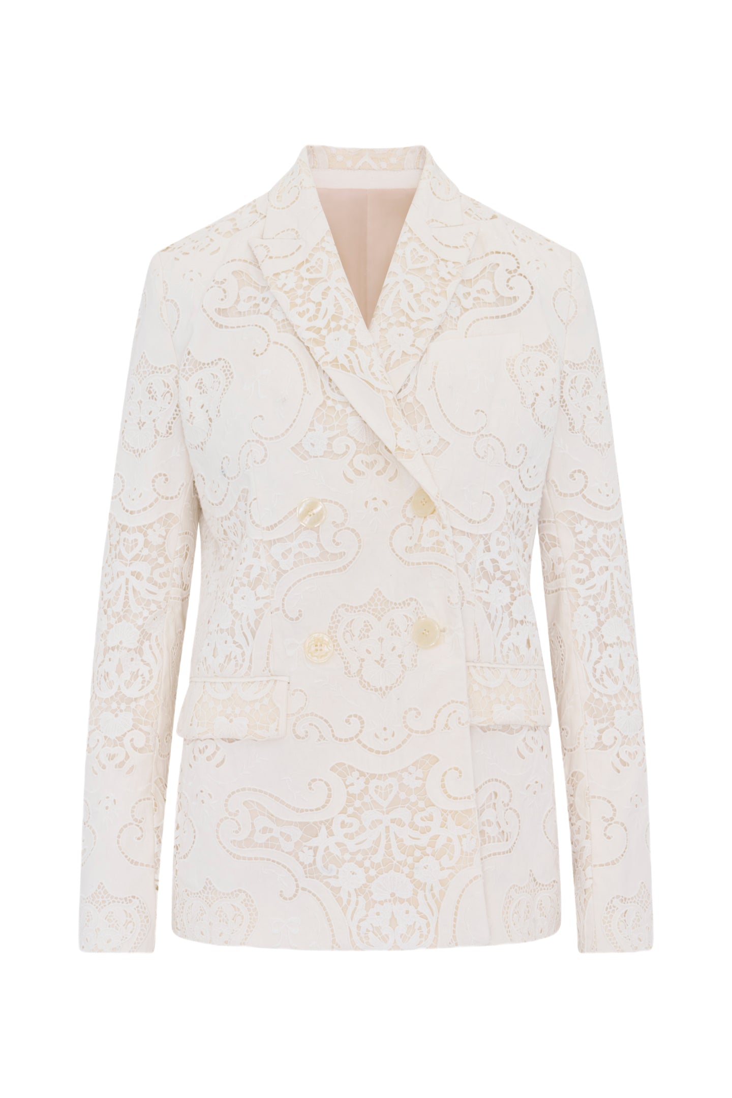 Luara Women's Cotton Lace Blazer - Elegant Doiley Embroidered Jacket for Office, Wedding & Special Occasions
