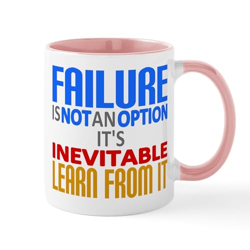 White/Pink Inside - Failure Not Option Learn Mugs