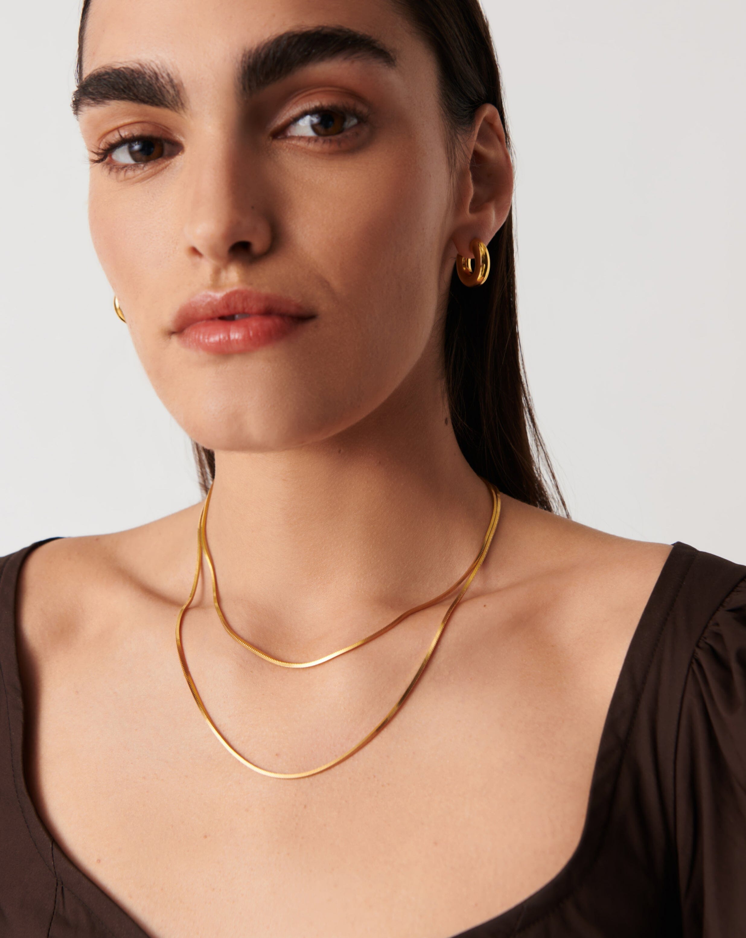 Lucy Williams Medium Square Snake Chain Necklace - Elegant Gold Plated Jewelry for Women | Perfect for Everyday Wear, Date Nights & Special Occasions