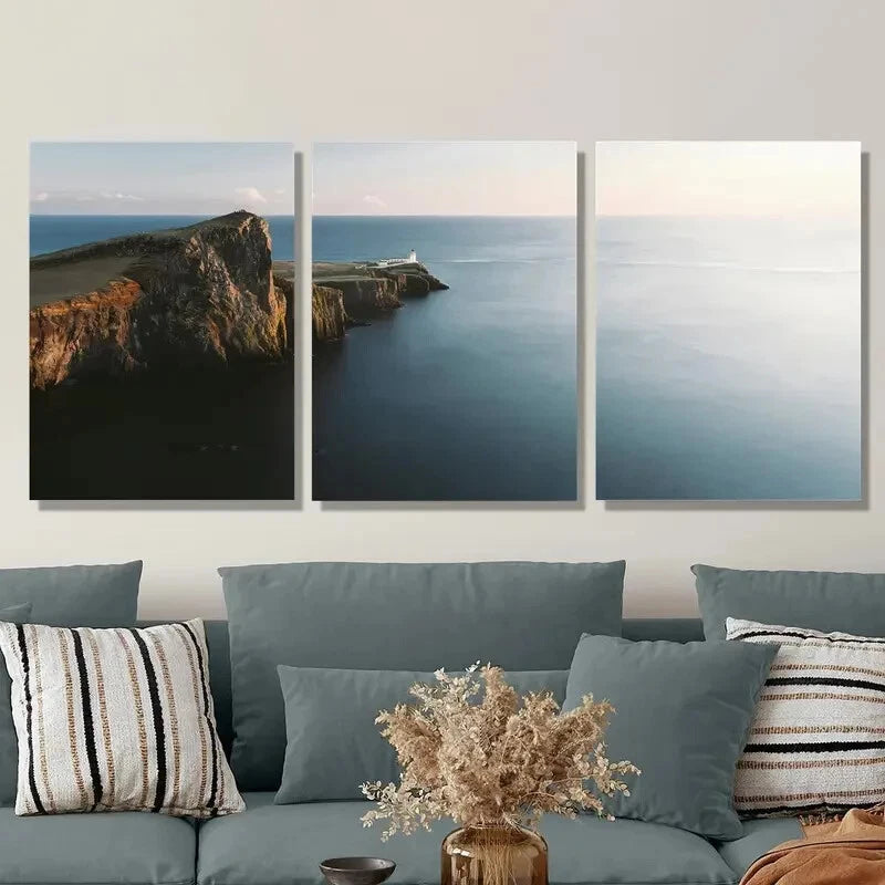 3-Piece Cape Nistor Lighthouse Metal Wall Art - Ready to Hang Coastal Decor for Living Room, Bedroom or Office