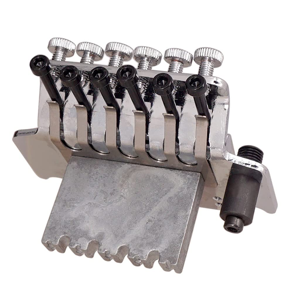 Premium 6-String Electric Guitar Tremolo Bridge System - Double Roll Tailpiece & Saddle, Zinc Alloy Replacement Part (Silver) | Perfect for Guitar Upgrades, Repairs & Professional Performances