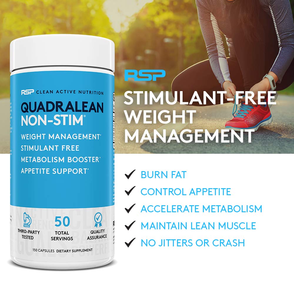 RSP Nutrition QuadraLean - Stimulant-Free Weight Management Supplement with CLA, L-Carnitine & Green Tea Extract - Metabolism Booster, Energy & Appetite Support - 50 Servings (Packaging May Vary) - Perfect for Fitness Enthusiasts & Healthy Lifestyle