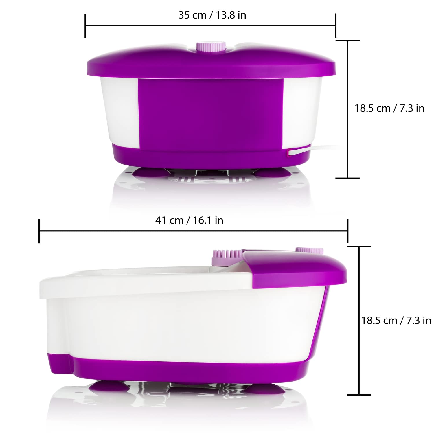 Sensio Spa Foot Massager with Heat, Bubbles & 9 Accessories - Home Pedicure Bath for Relaxation & Therapy - Perfect for At-Home Spa, Post-Workout Recovery & Self-Care (White & Purple)