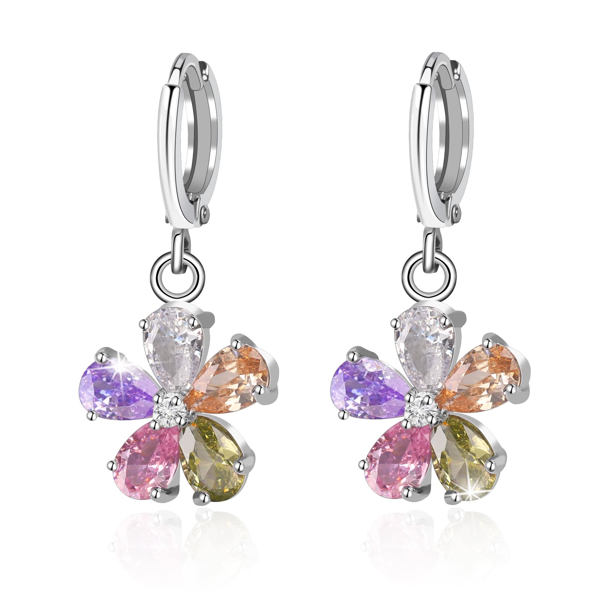 Konikit Floral Drop Dangle Earrings for Women - Elegant Flower Design Fashion Jewelry for Dance, Party, Wedding & Everyday Wear | Perfect Gift for Her